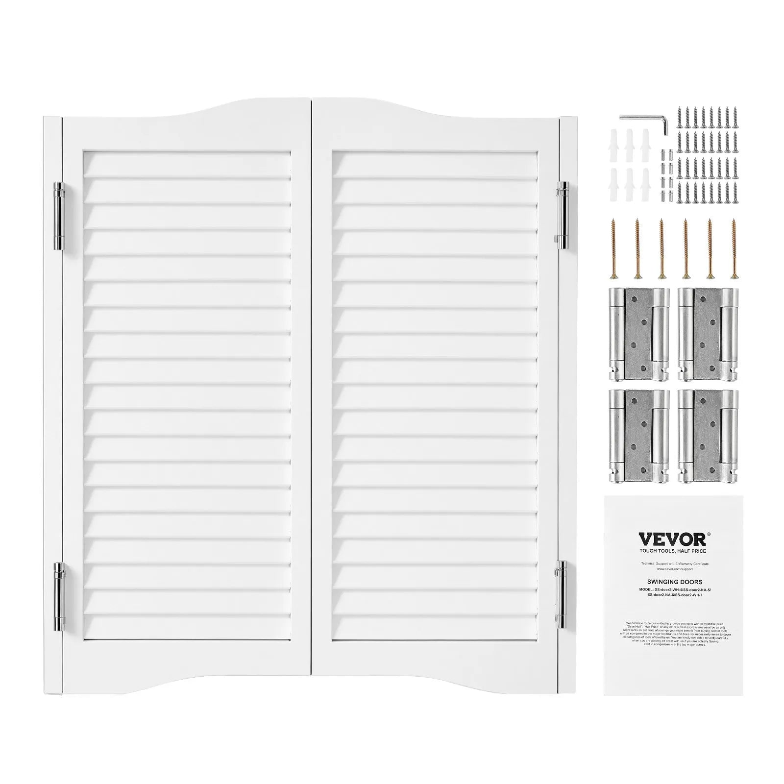 VEVOR Swinging Cafe Doors 36" x 36" Arched Top Pine Wood with Hinges White