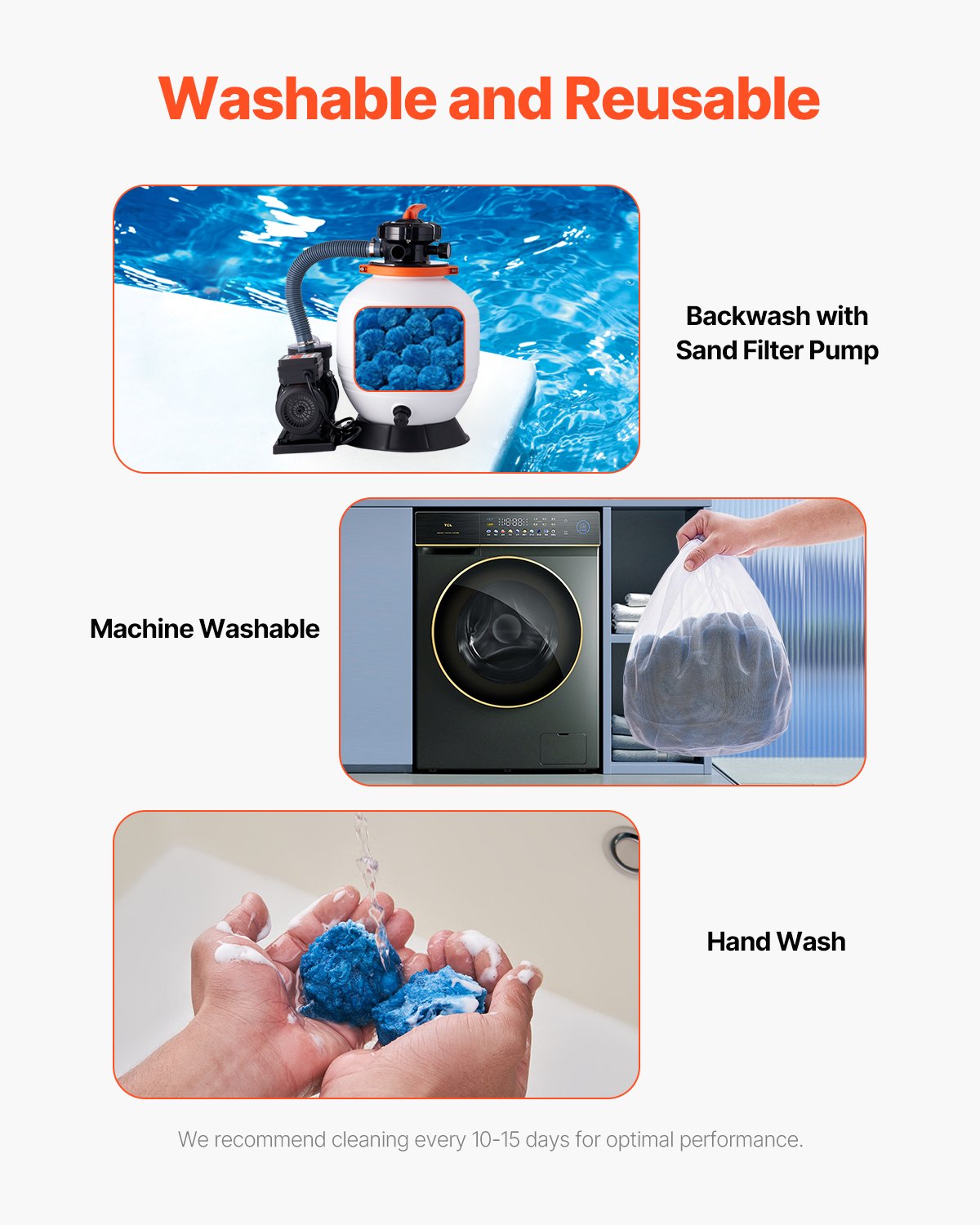 VEVOR Pool Filter Balls for Sand Filter Pump Swimming Pool 1.5 lbs Reusable Blue 