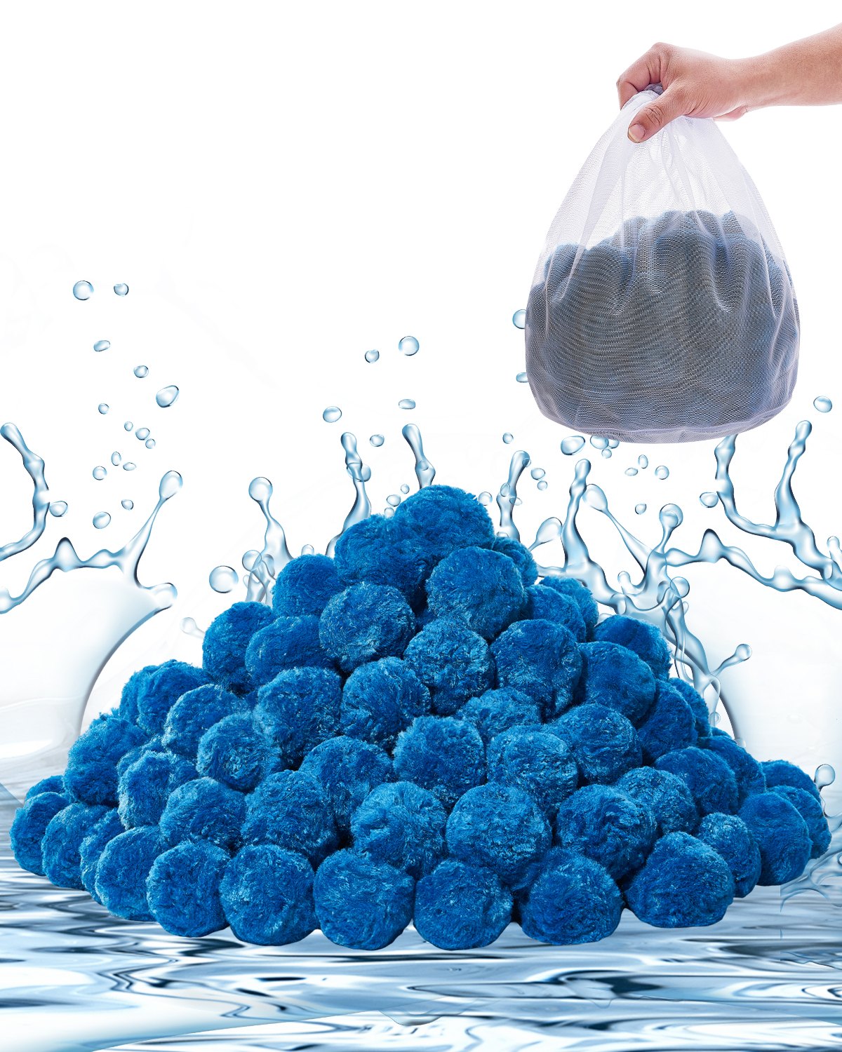 VEVOR Pool Filter Balls for Sand Filter Pump Swimming Pool 1.5 lbs Reusable Blue 