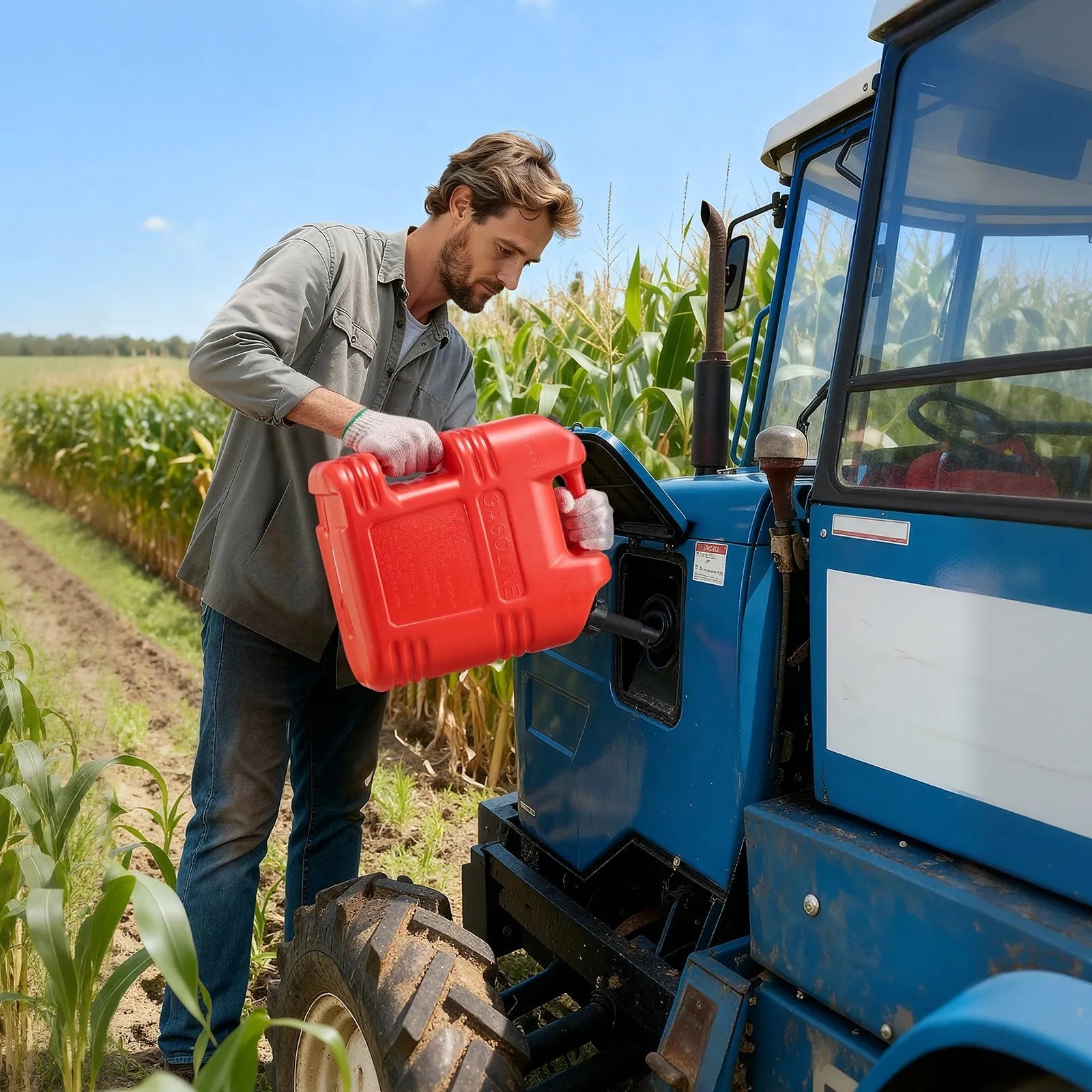 VEVOR Fuel Container, 5 Gallon, Gas Tank with Spout & Clear Scale, 15 L/min Max Flow Rate, Secure & Leak-proof, Portable Flat Fluid Container for Most Cars Motorcycle ATV UTV, Red, 4 Packs 
