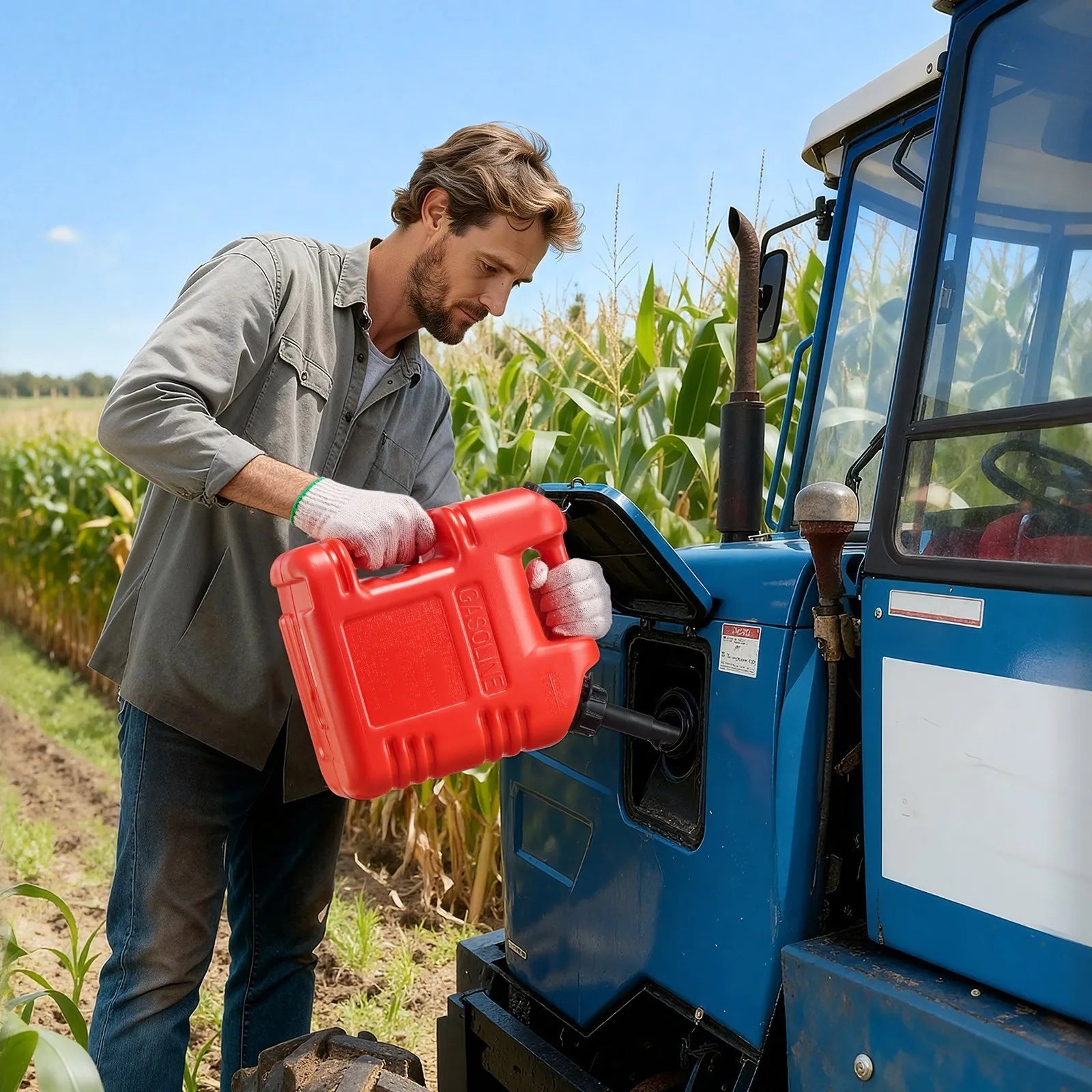 VEVOR Fuel Container, 2.5 Gallon, Gas Tank with Spout & Clear Scale, 15 L/min Max Flow Rate, Secure & Leak-proof, Portable Flat Fluid Container for Most Cars Motorcycle ATV UTV, Red, 1 Pack 