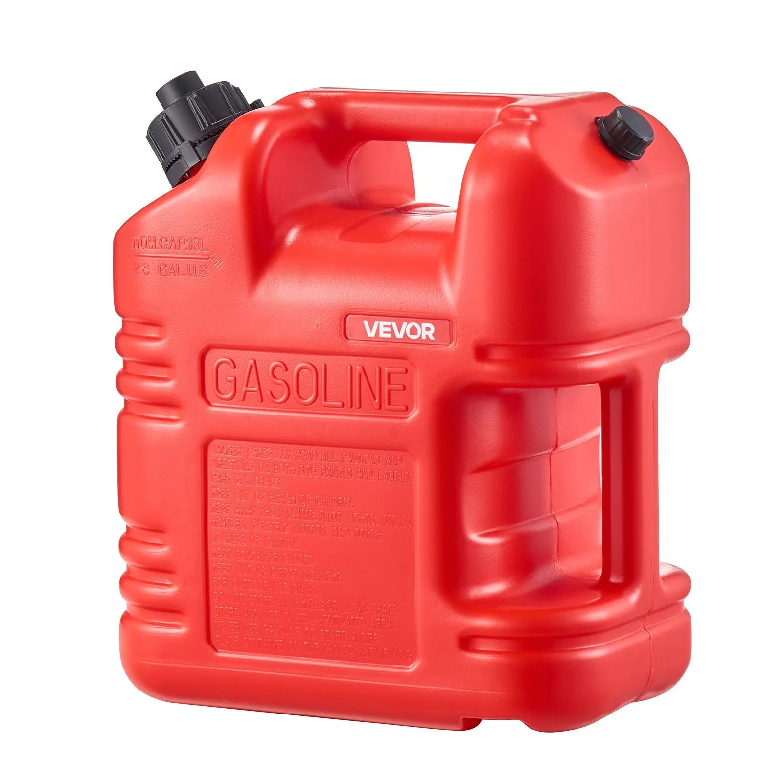 VEVOR Fuel Container, 2.5 Gallon, Gas Tank with Spout & Clear Scale, 15 L/min Max Flow Rate, Secure & Leak-proof, Portable Flat Fluid Container for Most Cars Motorcycle ATV UTV, Red, 1 Pack 