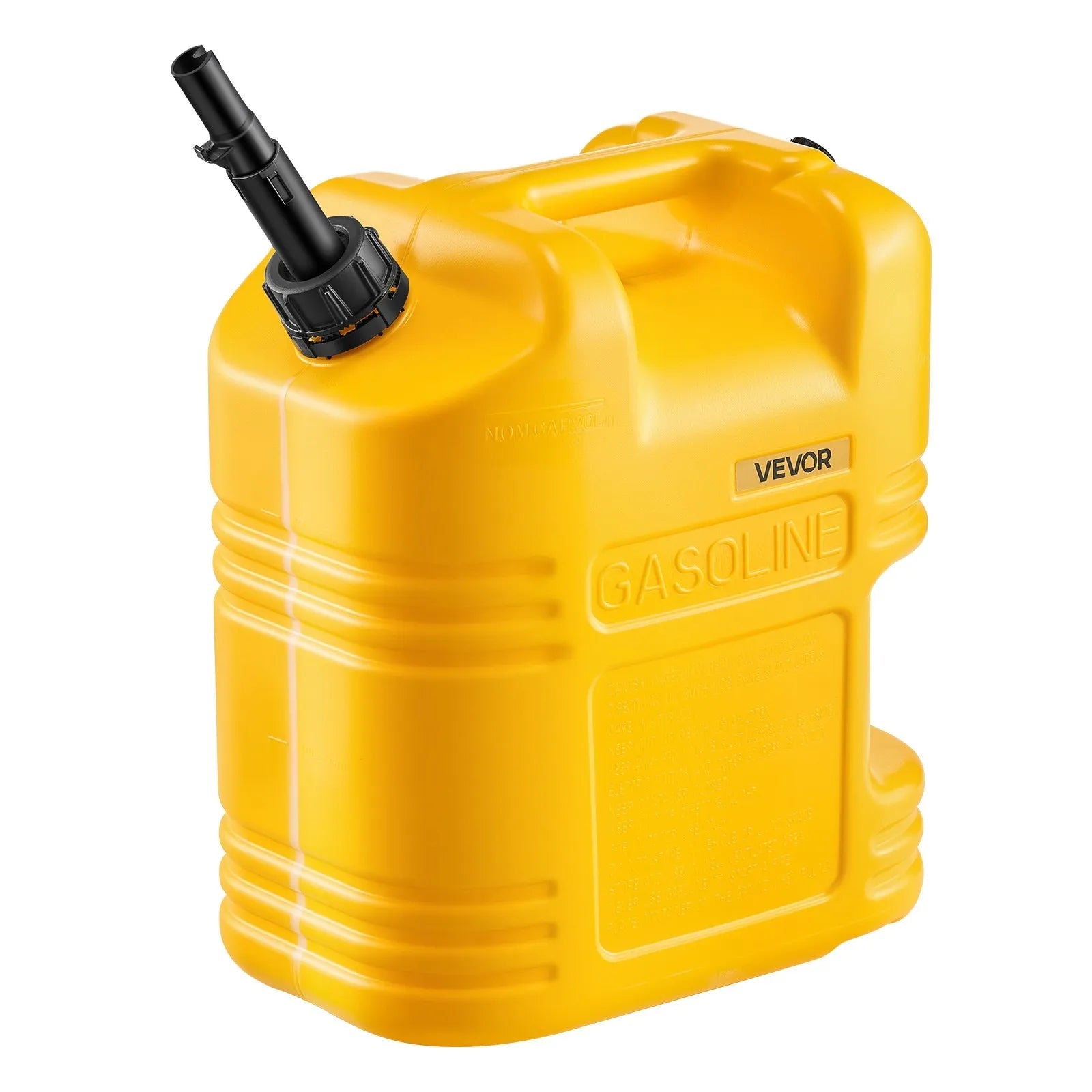 VEVOR Fuel Container, 5 Gallon, Gas Tank with Spout & Clear Scale, 15 L/min Max Flow Rate, Secure & Leak-proof, Portable Flat Fluid Container for Most Cars Motorcycle SUV ATV UTV, Yellow, 1 Pack 