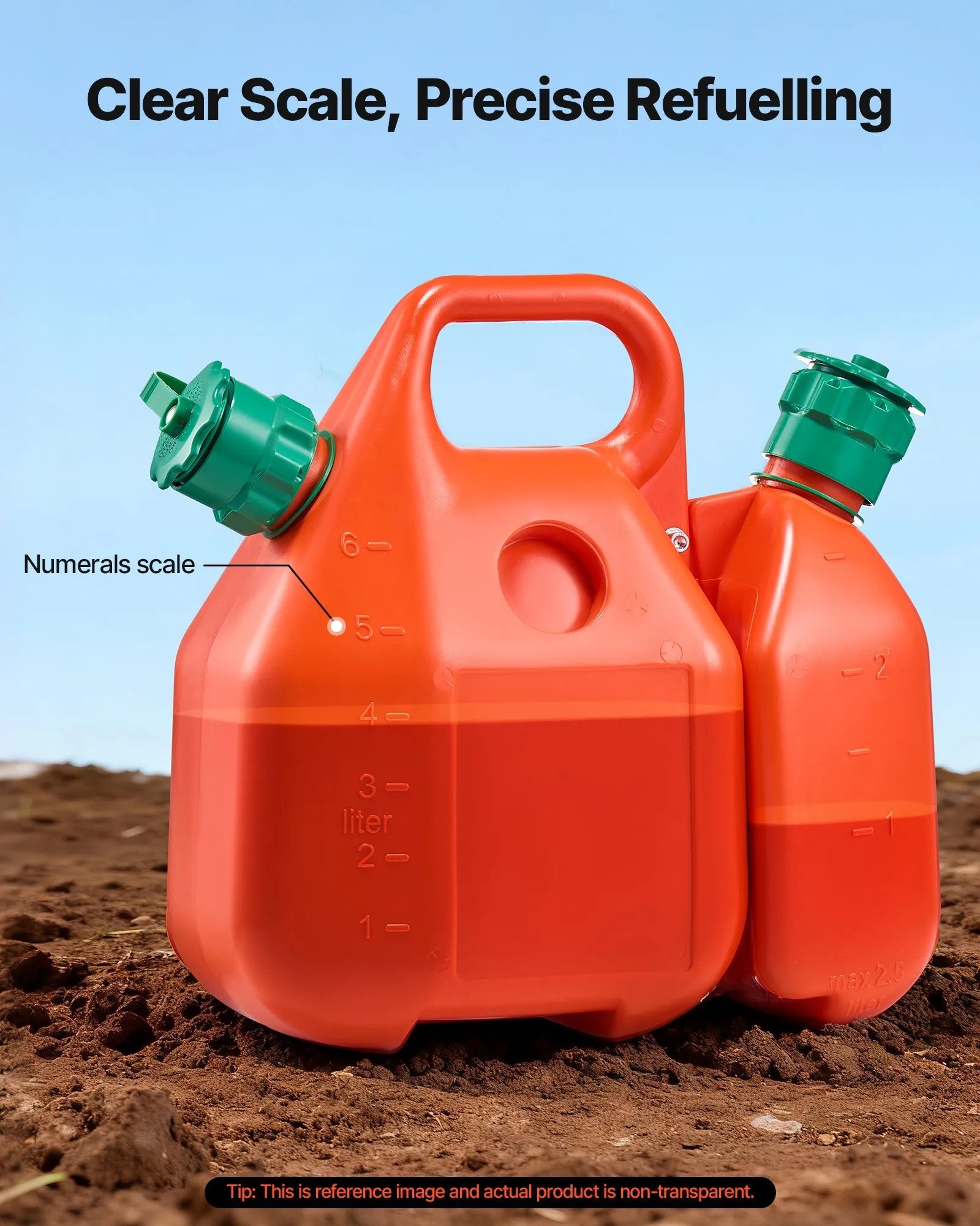 VEVOR Fuel Container, 1.6 Gallon, Fuel Tank with Spout & 0.5 Gallon Extra Oil Container, 5.5 L/min Max Flow Rate, Leak-proof and Portable Flat Fluid Container for Most Cars Motorcycle ATV UTV 