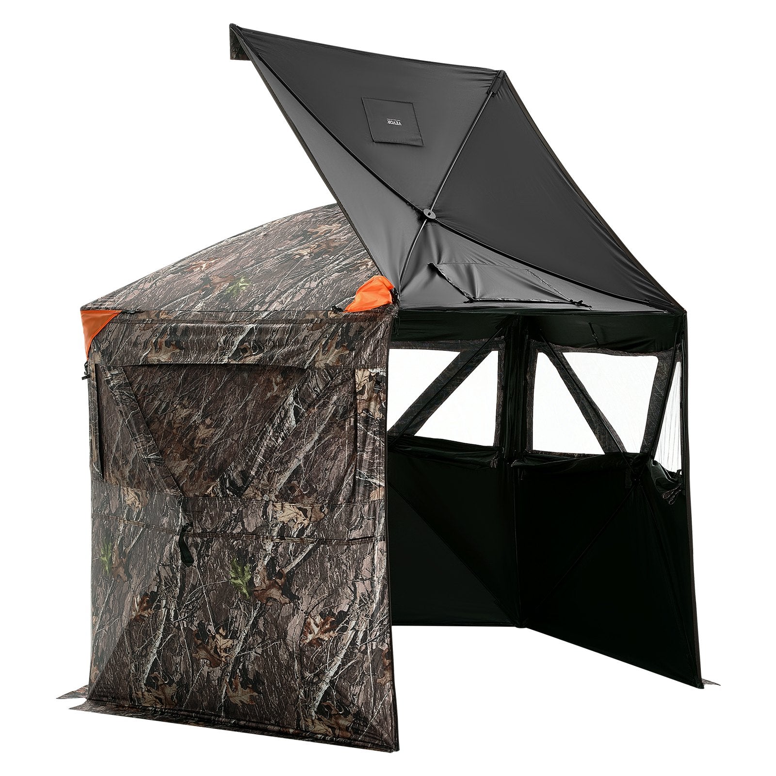 VEVOR Hunting Blind 288° See Through Ground Blind 4 Windows Mesh for 6-7 Person 