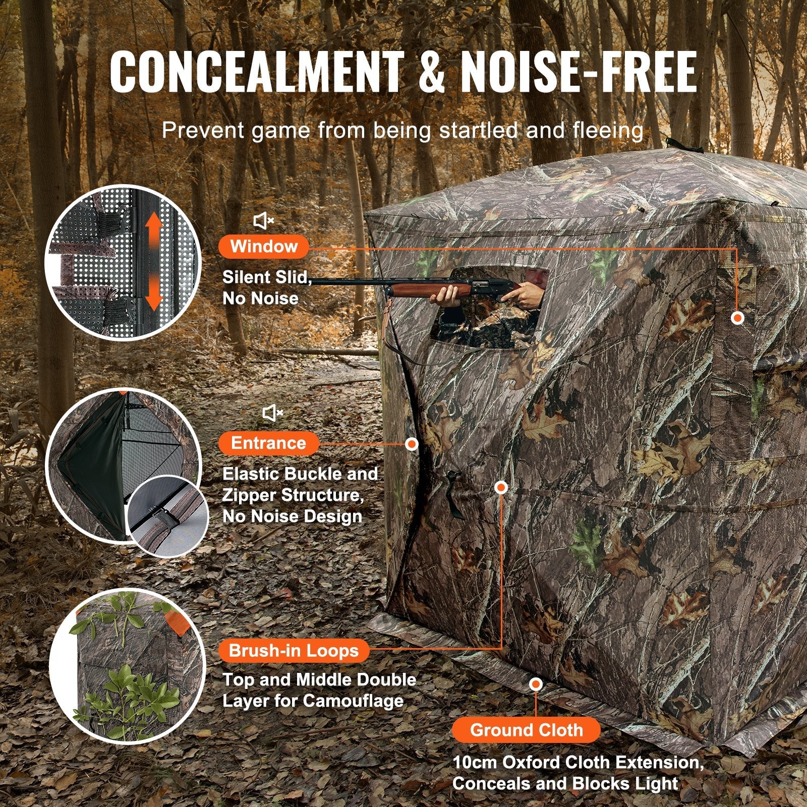 VEVOR Hunting Blind 270° See Through Ground Blind One-Way Mesh for 2-3 Person 
