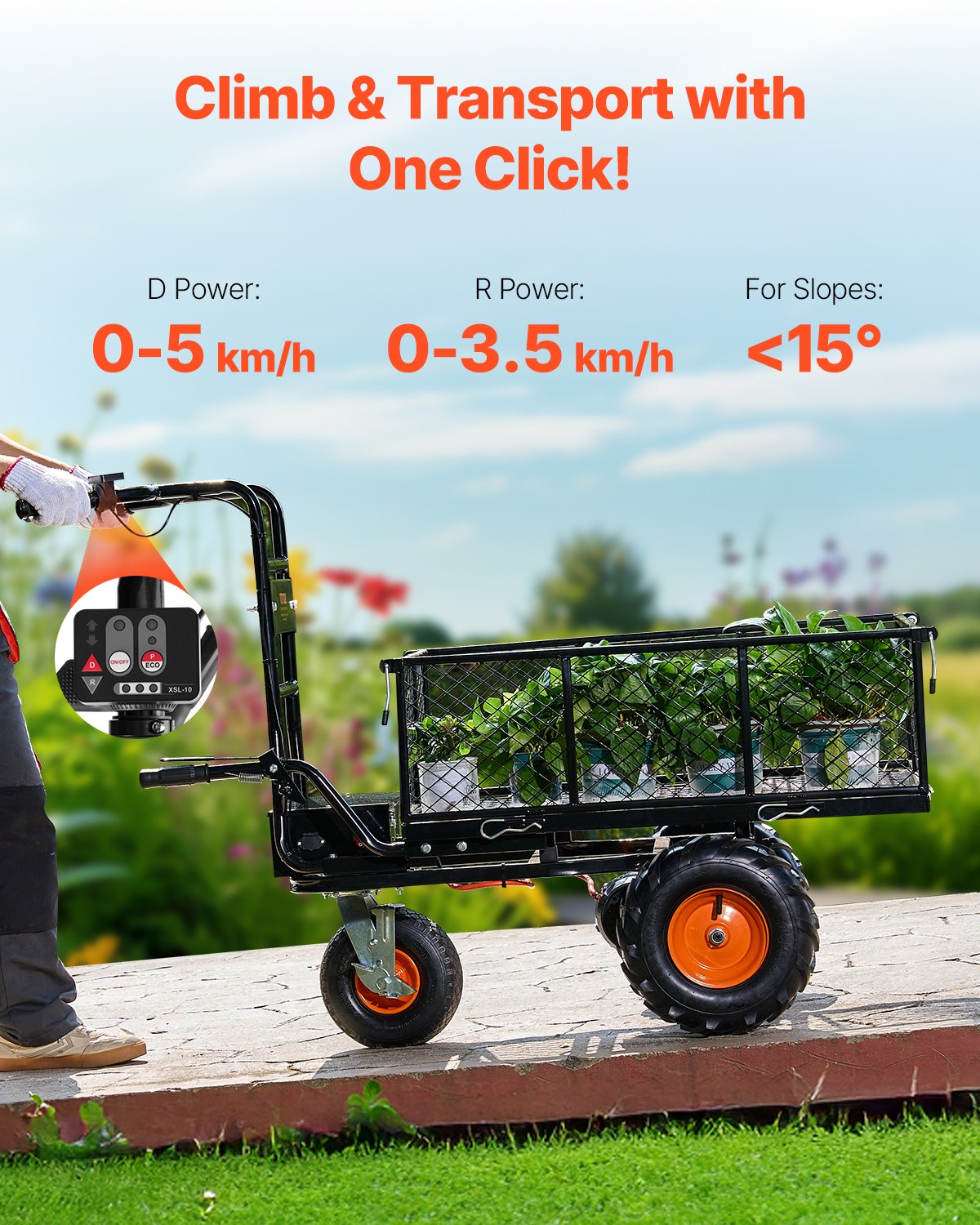 VEVOR Electric Utility Cart 500lbs Capacity Power Wagon 36V 432W Wheelbarrow 