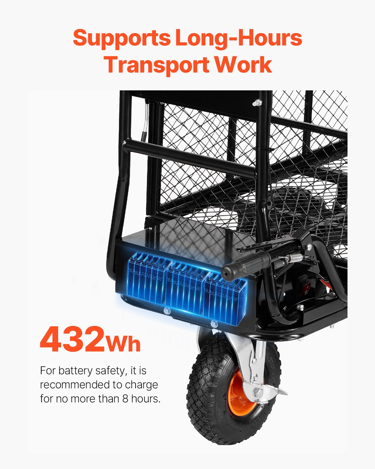 VEVOR Electric Utility Cart 500lbs Capacity Power Wagon 36V 432W Wheelbarrow 