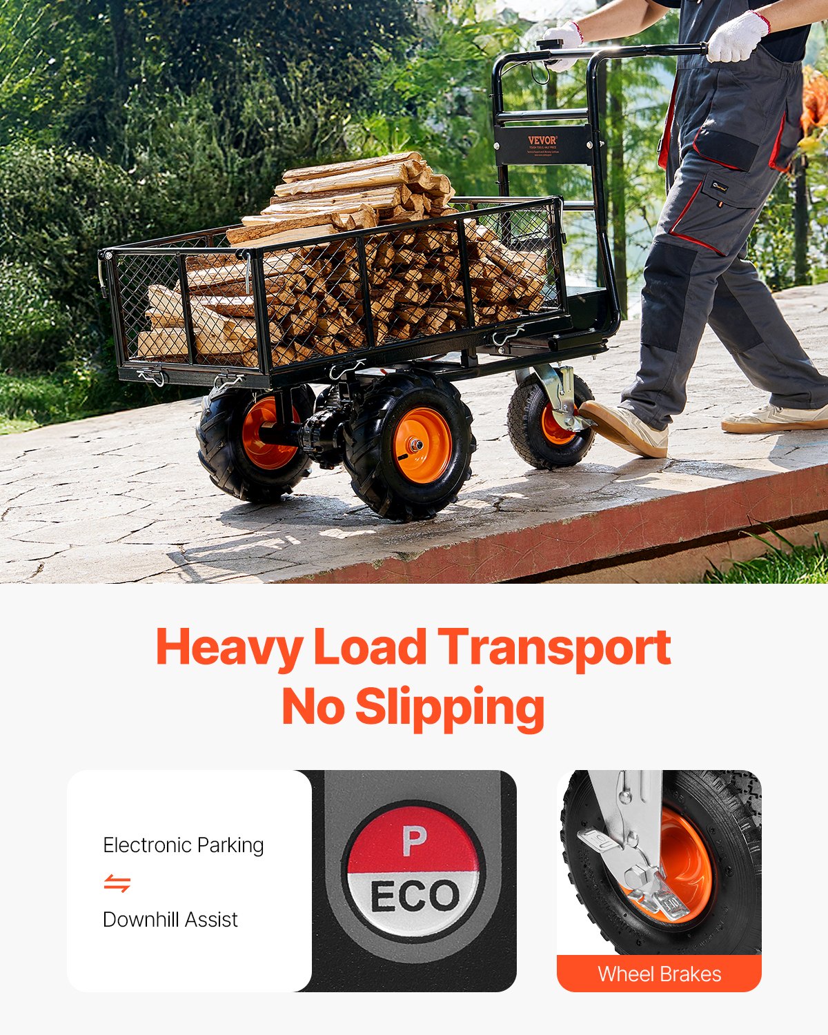 VEVOR Electric Utility Cart 500lbs Capacity Power Wagon 36V 432W Wheelbarrow 
