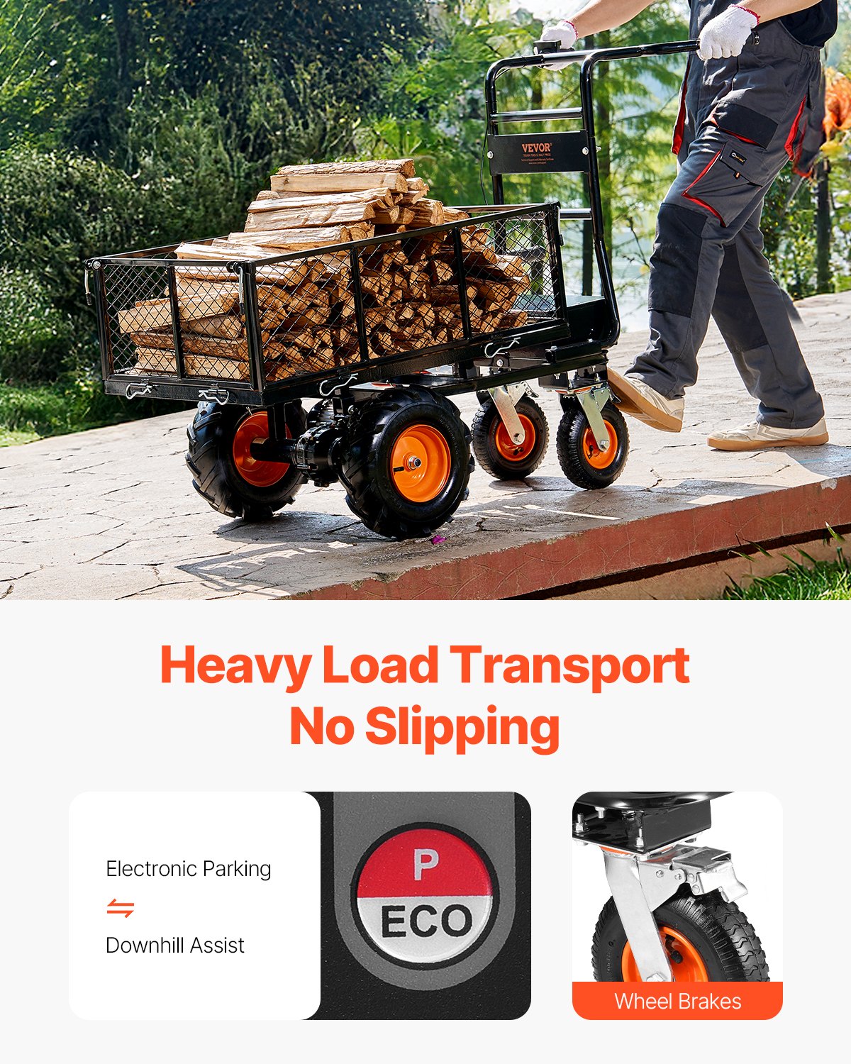 VEVOR Electric Utility Cart 660lbs Capacity Power Wagon 36V 432W Wheelbarrow 