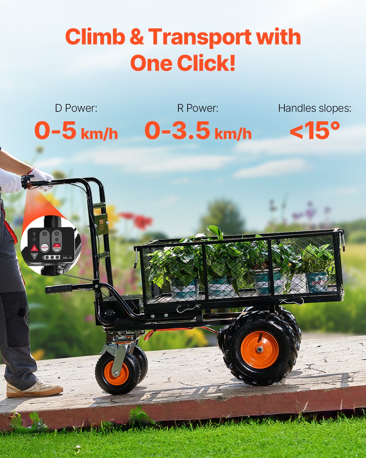 VEVOR Electric Utility Cart 660lbs Capacity Power Wagon 36V 432W Wheelbarrow 
