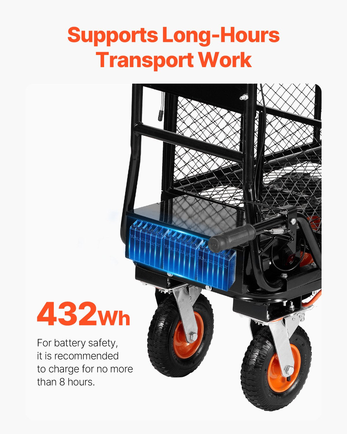VEVOR Electric Utility Cart 660lbs Capacity Power Wagon 36V 432W Wheelbarrow 