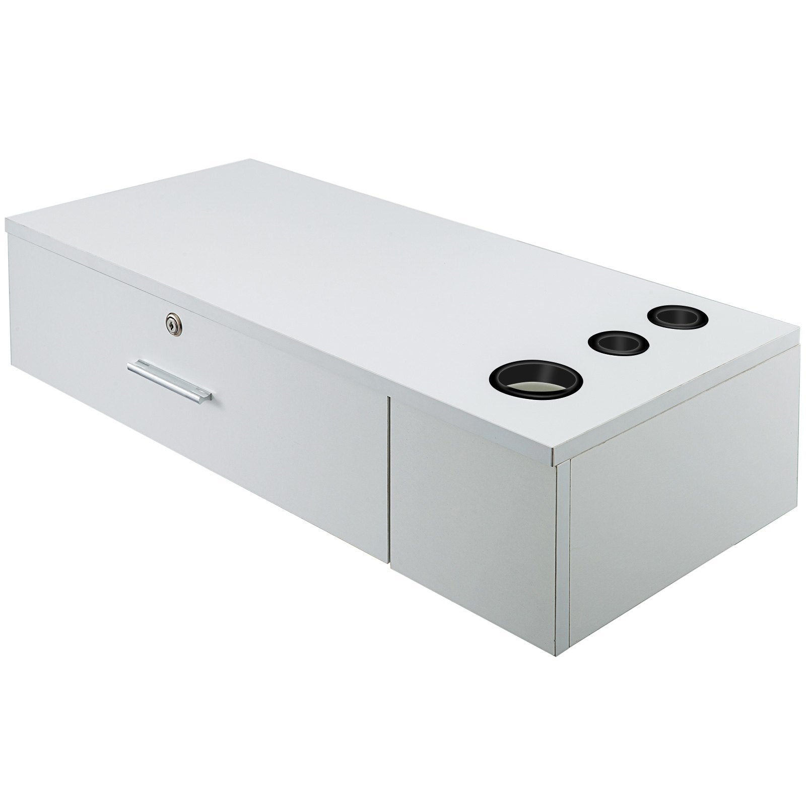 VEVOR Salon Station White Salon Wall Mount Stations Salon Cabinet Wall Mount Stations Hair Styling Classic Locking Single Drawer Storage Beauty Salon Spa Equipment Barber Stations 