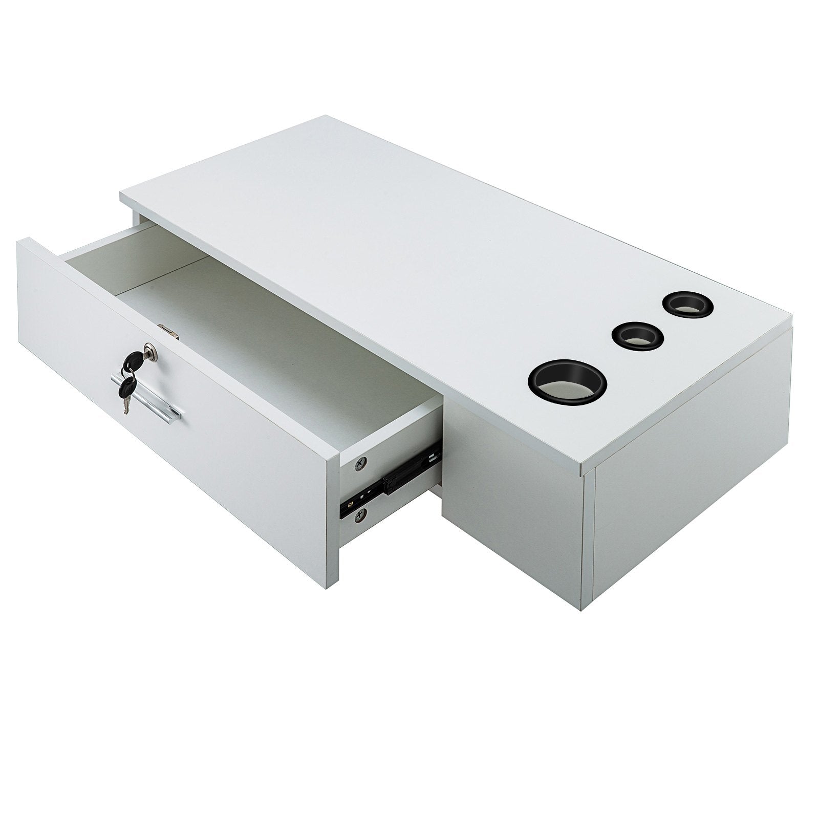 VEVOR Salon Station White Salon Wall Mount Stations Salon Cabinet Wall Mount Stations Hair Styling Classic Locking Single Drawer Storage Beauty Salon Spa Equipment Barber Stations 