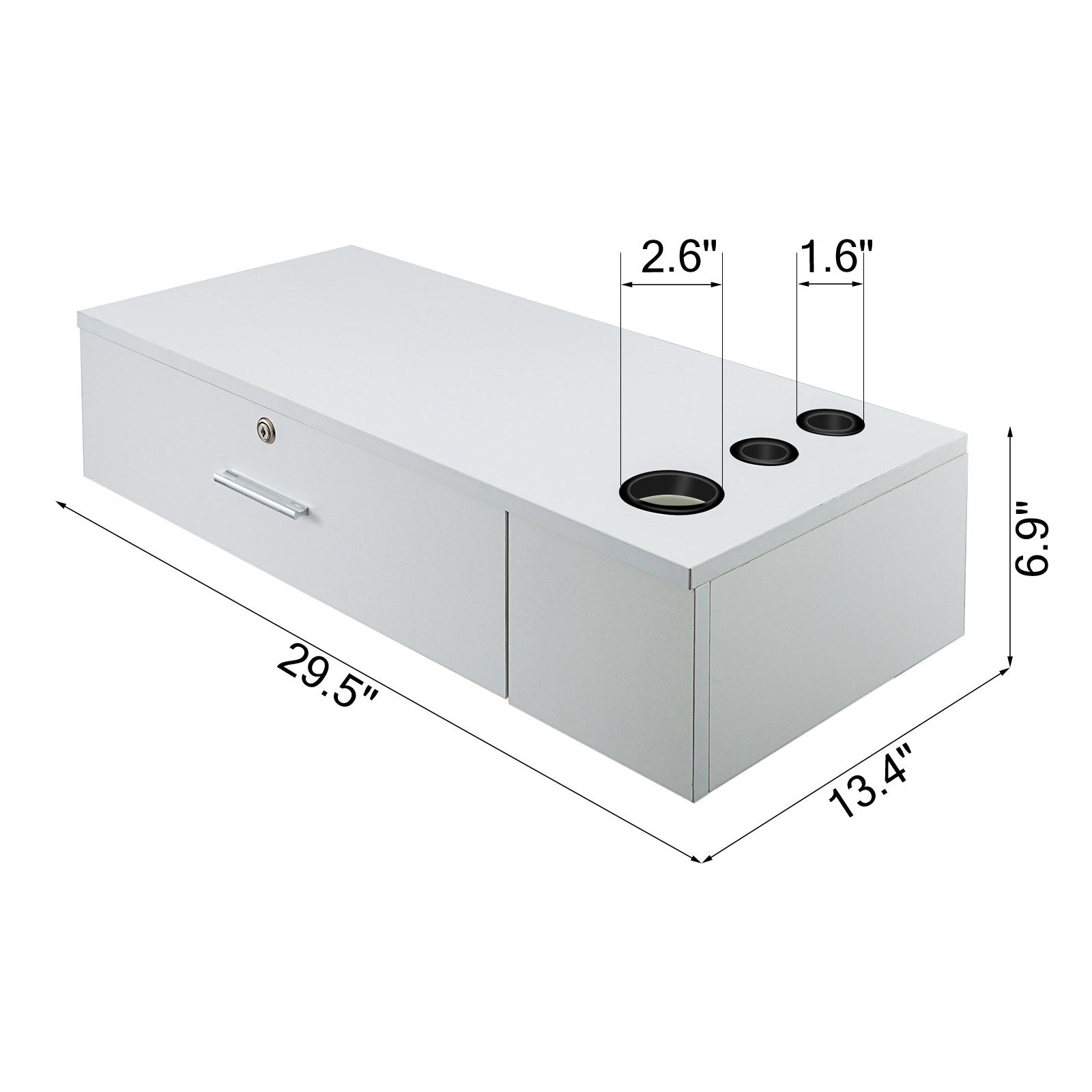 VEVOR Salon Station White Salon Wall Mount Stations Salon Cabinet Wall Mount Stations Hair Styling Classic Locking Single Drawer Storage Beauty Salon Spa Equipment Barber Stations 