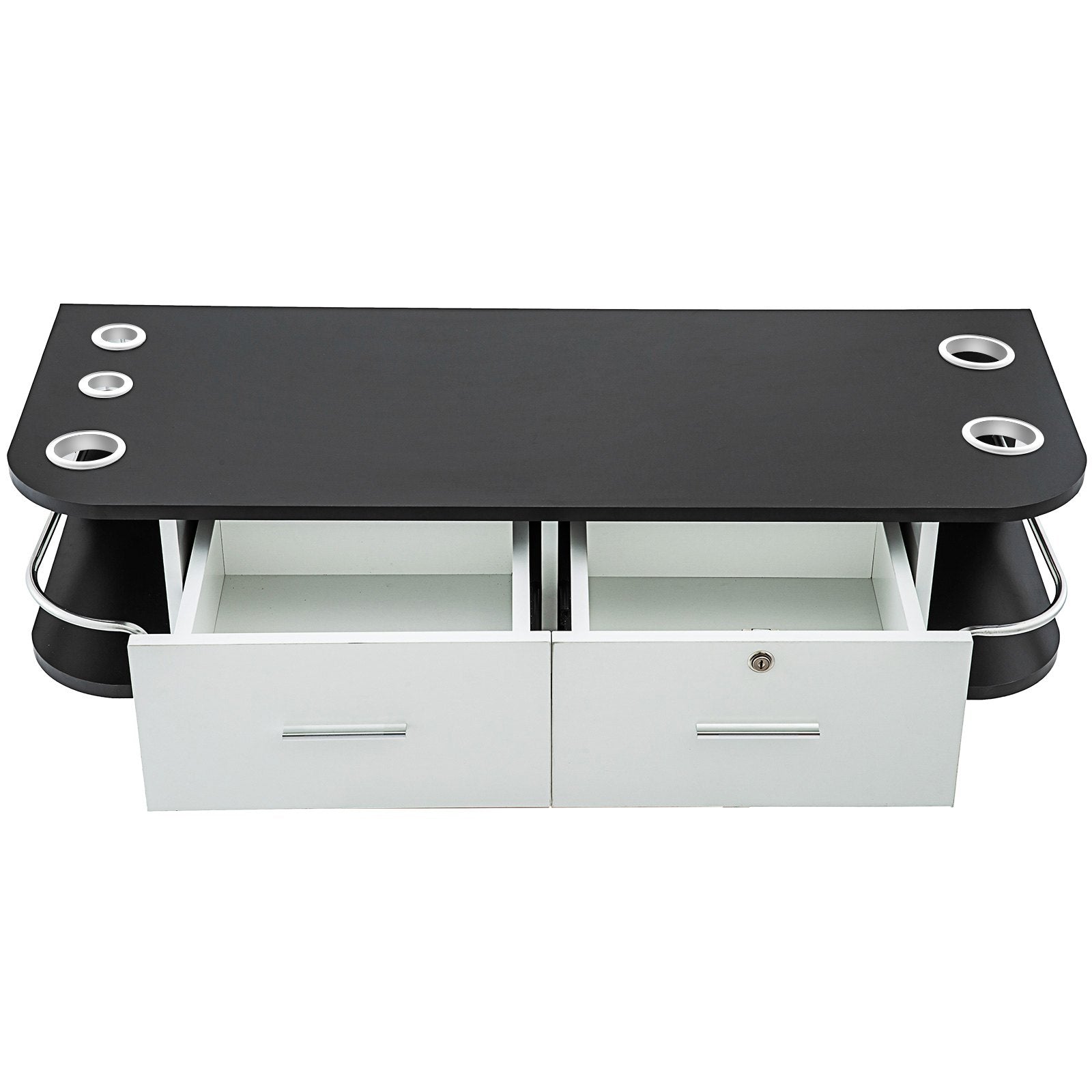 VEVOR Black Salon Wall Mount Styling Station Classic Locking 2 Drawers Storage Beauty Salon Spa Equipment Barber Station 