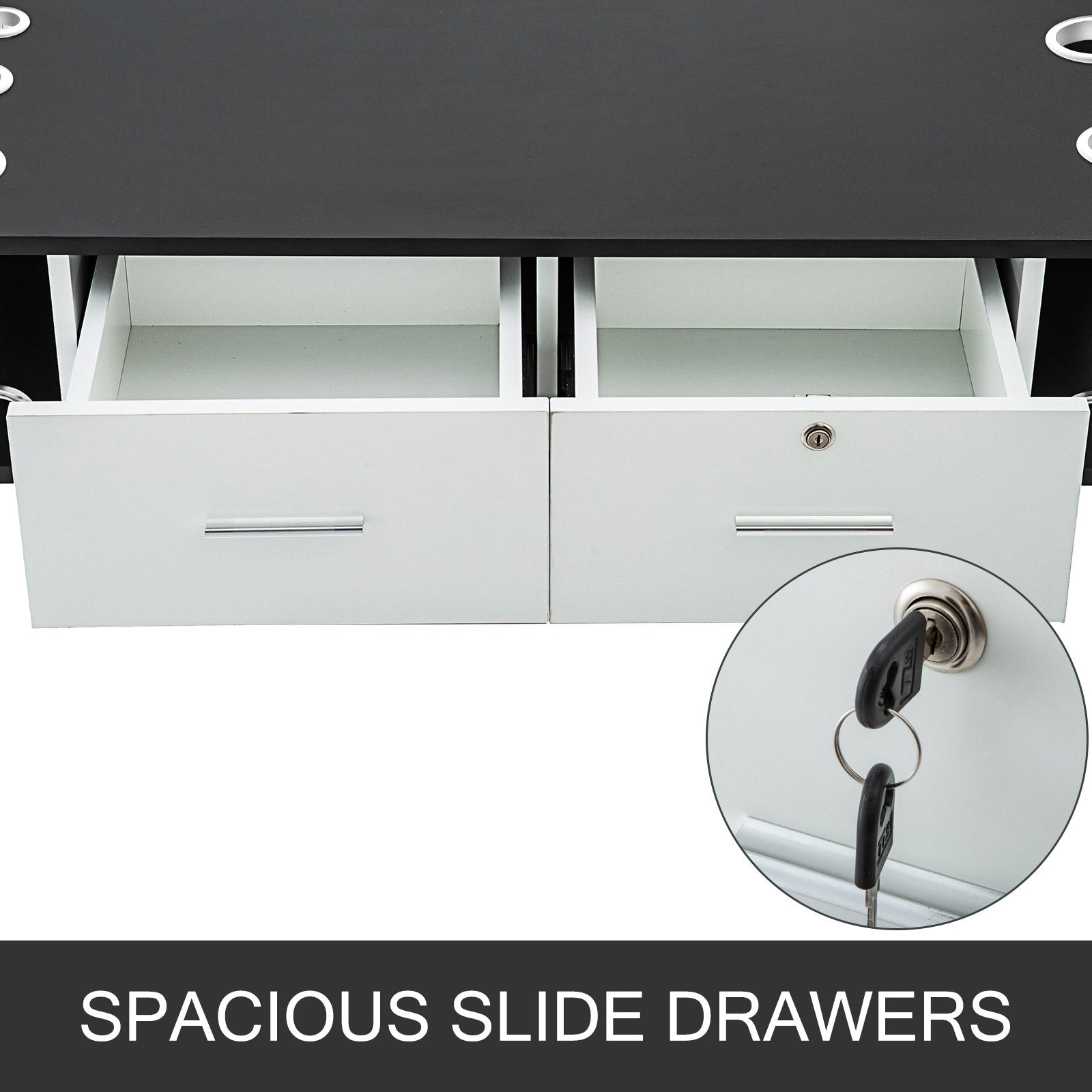 VEVOR Black Salon Wall Mount Styling Station Classic Locking 2 Drawers Storage Beauty Salon Spa Equipment Barber Station 