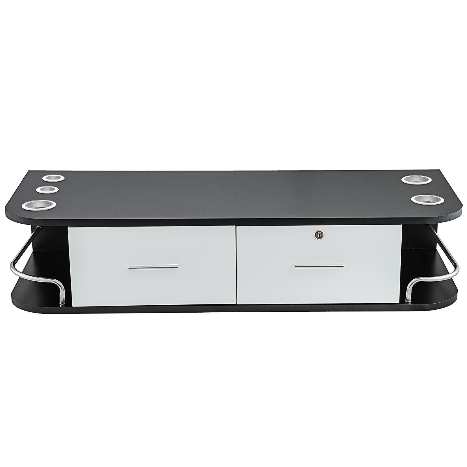 VEVOR Black Salon Wall Mount Styling Station Classic Locking 2 Drawers Storage Beauty Salon Spa Equipment Barber Station 
