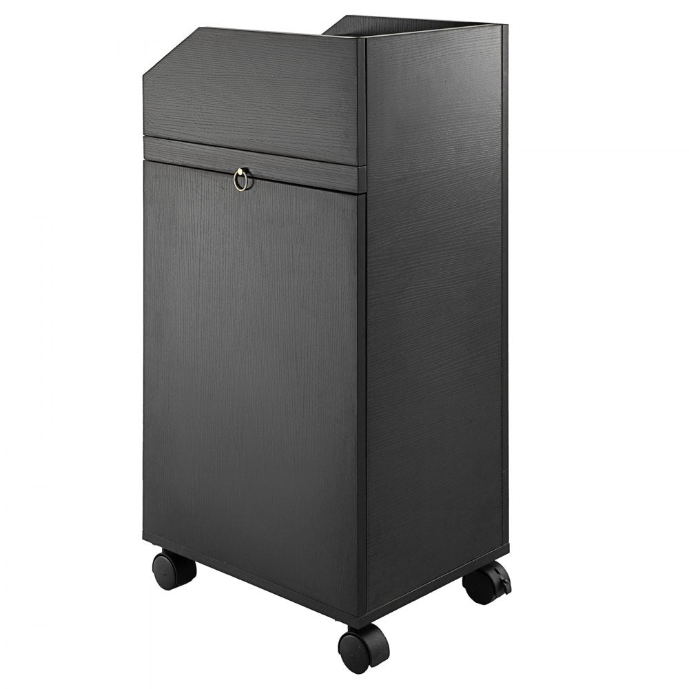 VEVOR Black Beauty Salon Trolley Storage Cart Salon SPA Trolley Cart with 4 Plastic Salon Storage Drawers Sliding Wheels 3 Hair Dryer Holes with Space-saving Side Tray Salon Stations 
