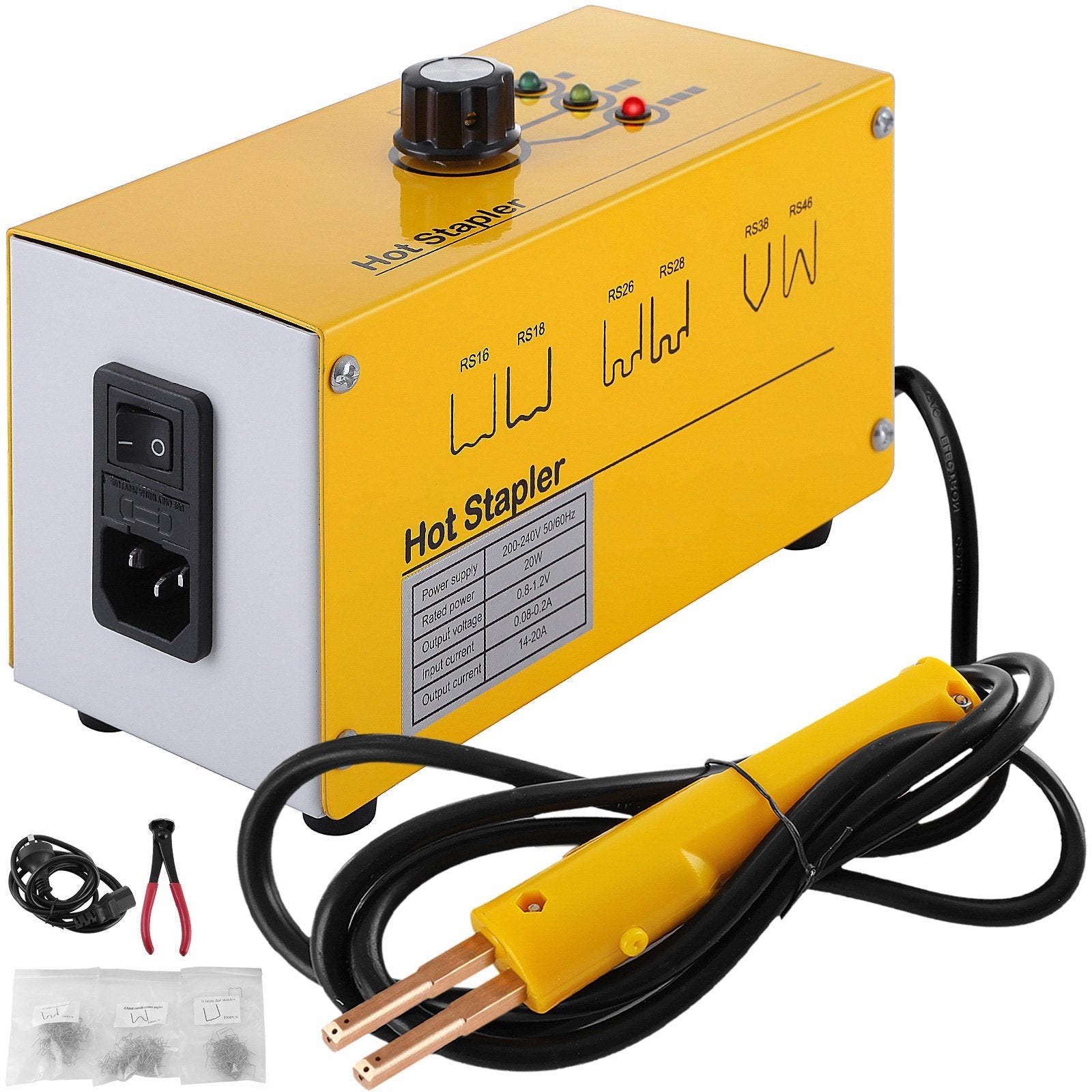 VEVOR Hot Stapler Plastic Repair 110V Stapler Plastic Repair Welder 3 Heat Settings Hot Stapler Plastic Repair Kit with 300 Staples and Snips for Plastic Repair (3 Heat Settings) , Yellow 