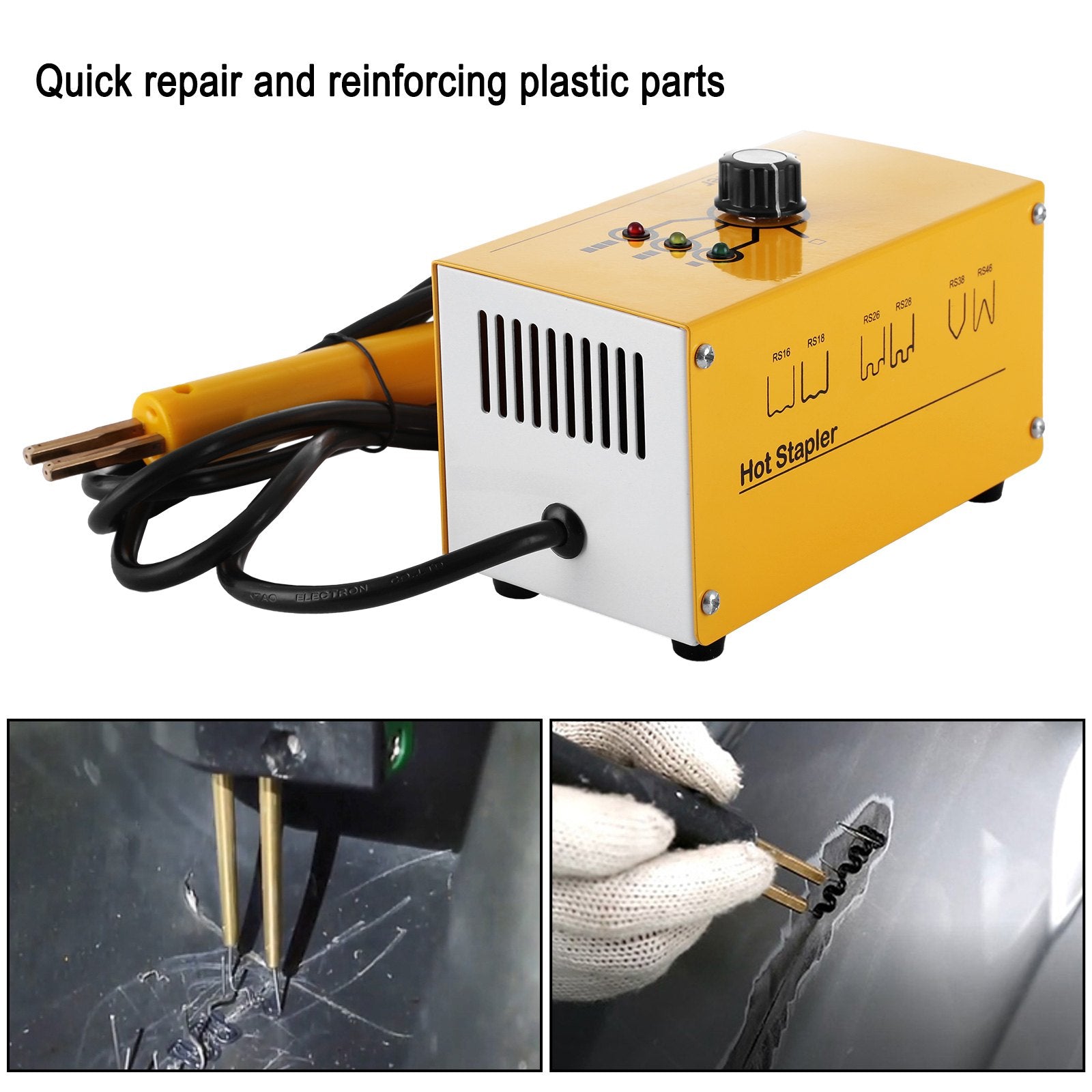 VEVOR Hot Stapler Plastic Repair 110V Stapler Plastic Repair Welder 3 Heat Settings Hot Stapler Plastic Repair Kit with 300 Staples and Snips for Plastic Repair (3 Heat Settings) , Yellow 
