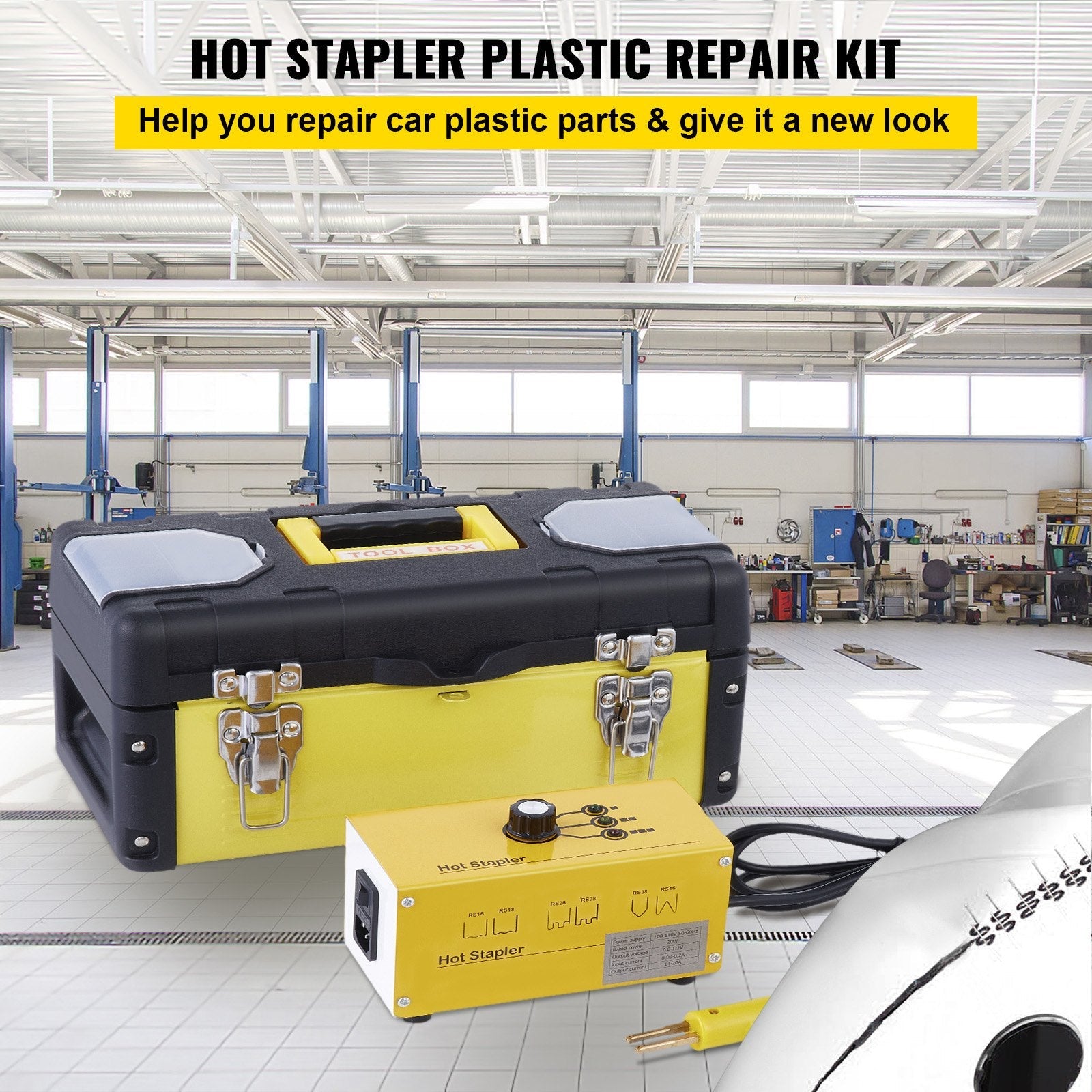 VEVOR Hot Stapler Plastic Repair Kit 600 Staples Tool Box 20W Plastic Welder Kit for Plastic Repair Thermo Repair (600 Staples) 