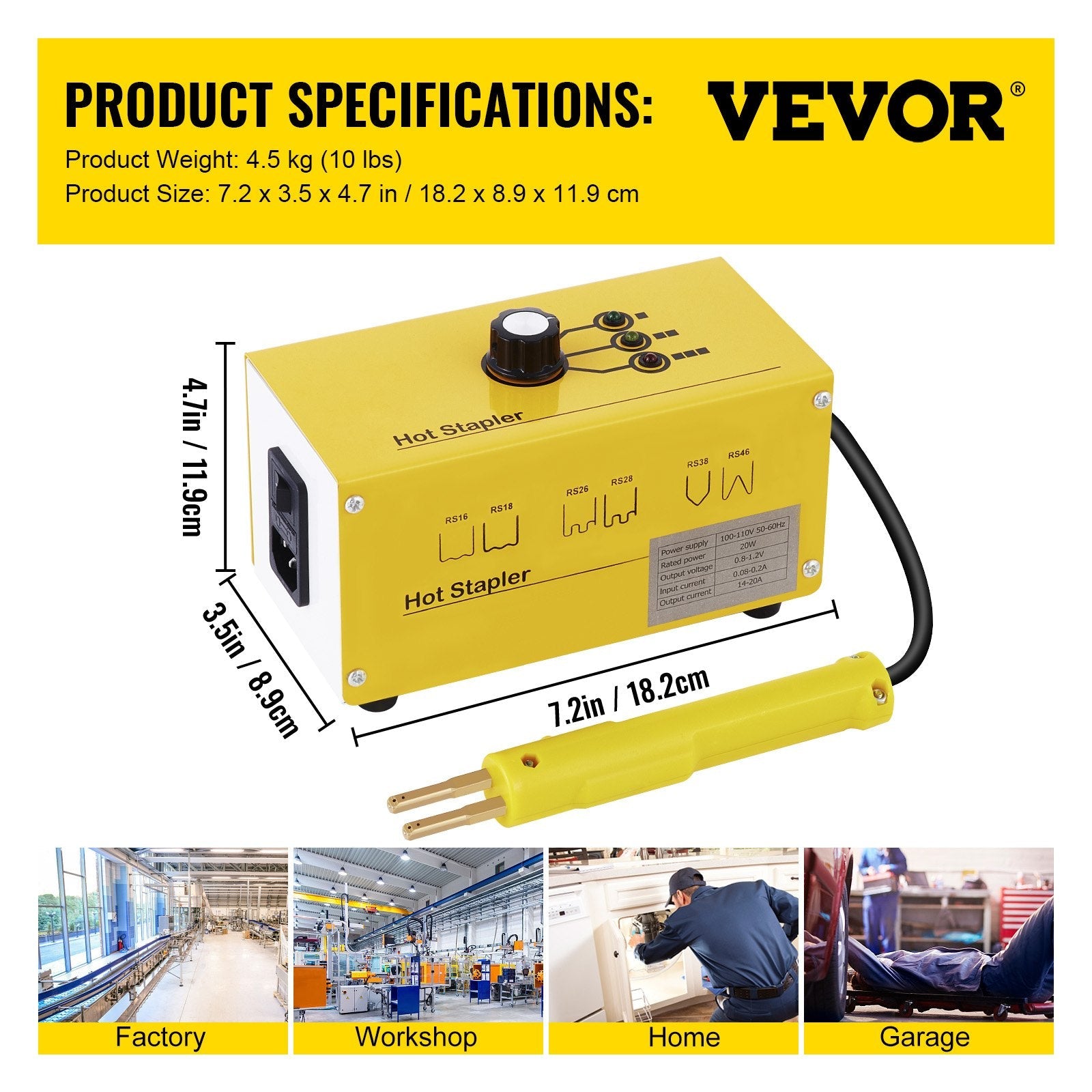 VEVOR Hot Stapler Plastic Repair Kit 600 Staples Tool Box 20W Plastic Welder Kit for Plastic Repair Thermo Repair (600 Staples) 