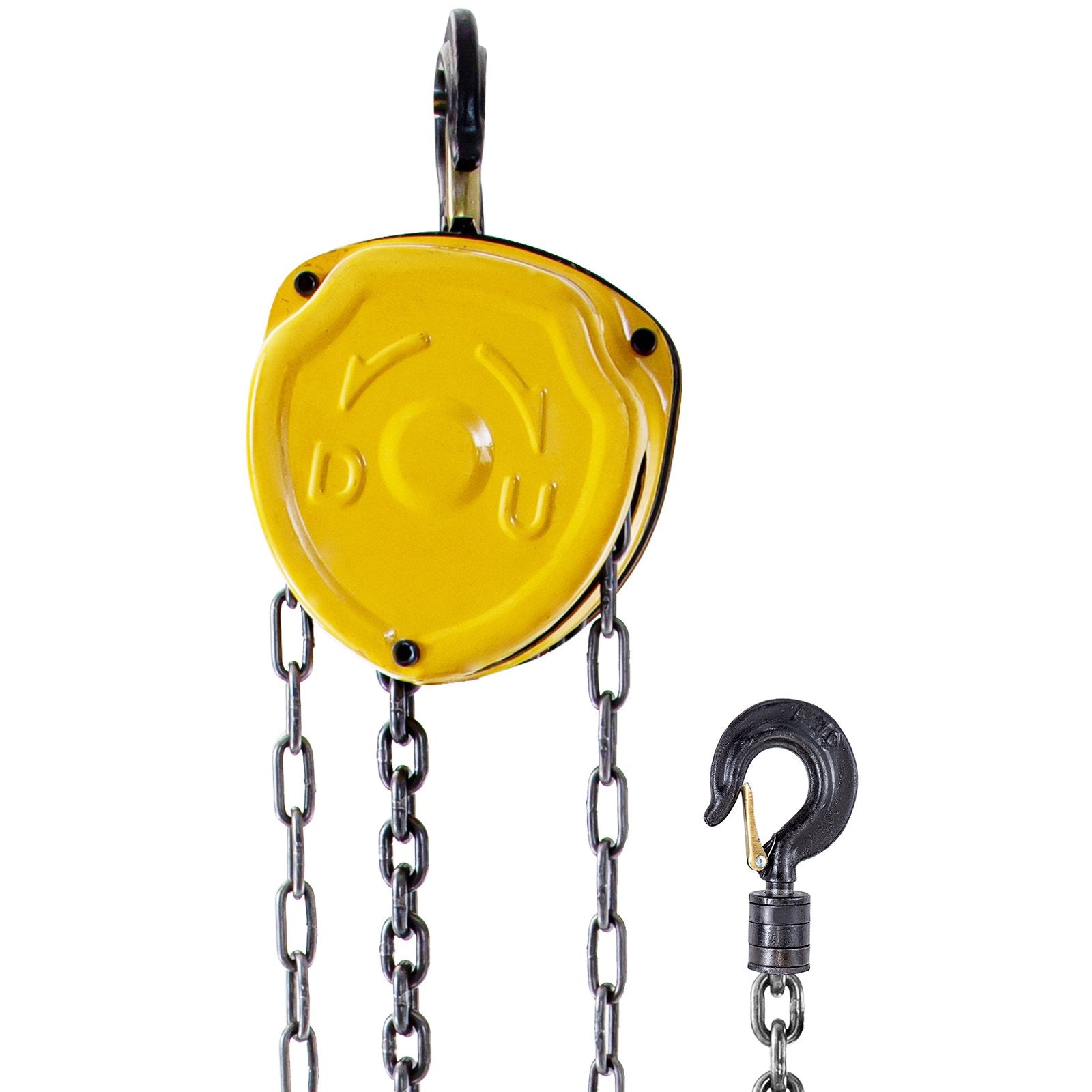 VEVOR Chain Hoist 1100lbs/0.5ton, Chain Block Hoist Manual Chain Hoist 10ft/3m Block Chain Hand Chain Lifting Hoist w/Two Hooks Chain Pulley Tackle Hoist Winch Lifting Pulling Equipment in Yellow 