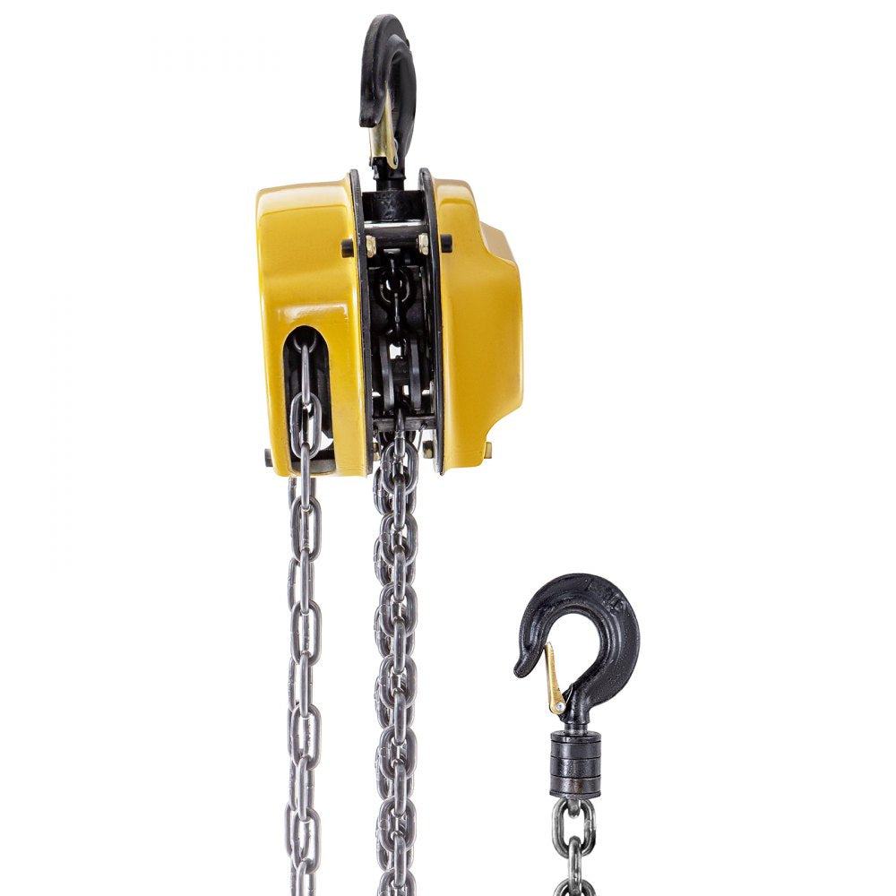 VEVOR Chain Hoist, 2200lbs/1ton Chain Block Hoist, 6m/20ft Manual Chain Hoist, Block Chain Hand Chain Lifting Hoist w/ Two Hooks Chain Pulley Tackle Hoist Winch Lifting Pulling Equipment, Yellow 