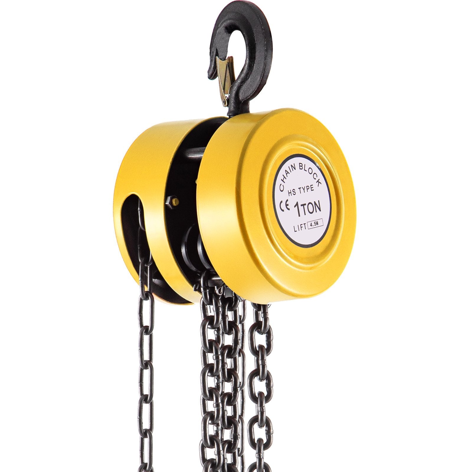VEVOR Hand Chain Hoist, 2200 lbs /1 Ton Capacity Chain Block, 15ft/4.5m Lift Manual Hand Chain Block, Manual Hoist w/ Industrial-Grade Steel Construction for Lifting Good in Transport & Workshop, Yell 