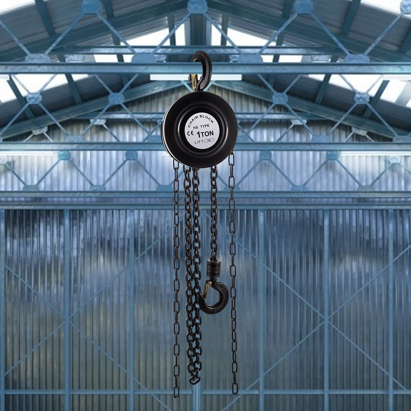 VEVOR Hand Chain Hoist, 2200 lbs /1 Ton Capacity Chain Block, 10ft/3m Lift Manual Hand Chain Block, Manual Hoist w/ Industrial-Grade Steel Construction for Lifting Good in Transport & Workshop, Black 