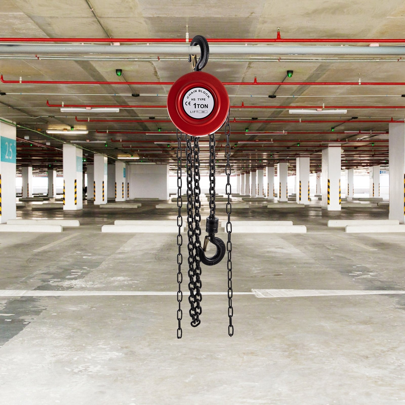 VEVOR Hand Chain Hoist, 2200 lbs /1 Ton Capacity Chain Block, 10ft/3m Lift Manual Hand Chain Block, Manual Hoist w/ Industrial-Grade Steel Construction for Lifting Good in Transport & Workshop, Red 