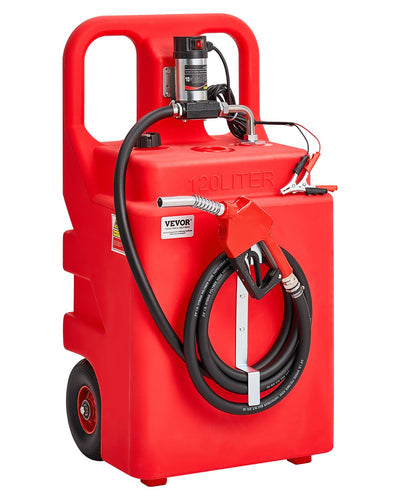 VEVOR Fuel Caddy 32 Gallon Portable Fuel Tank with 12V DC Electric Transfer Pump 