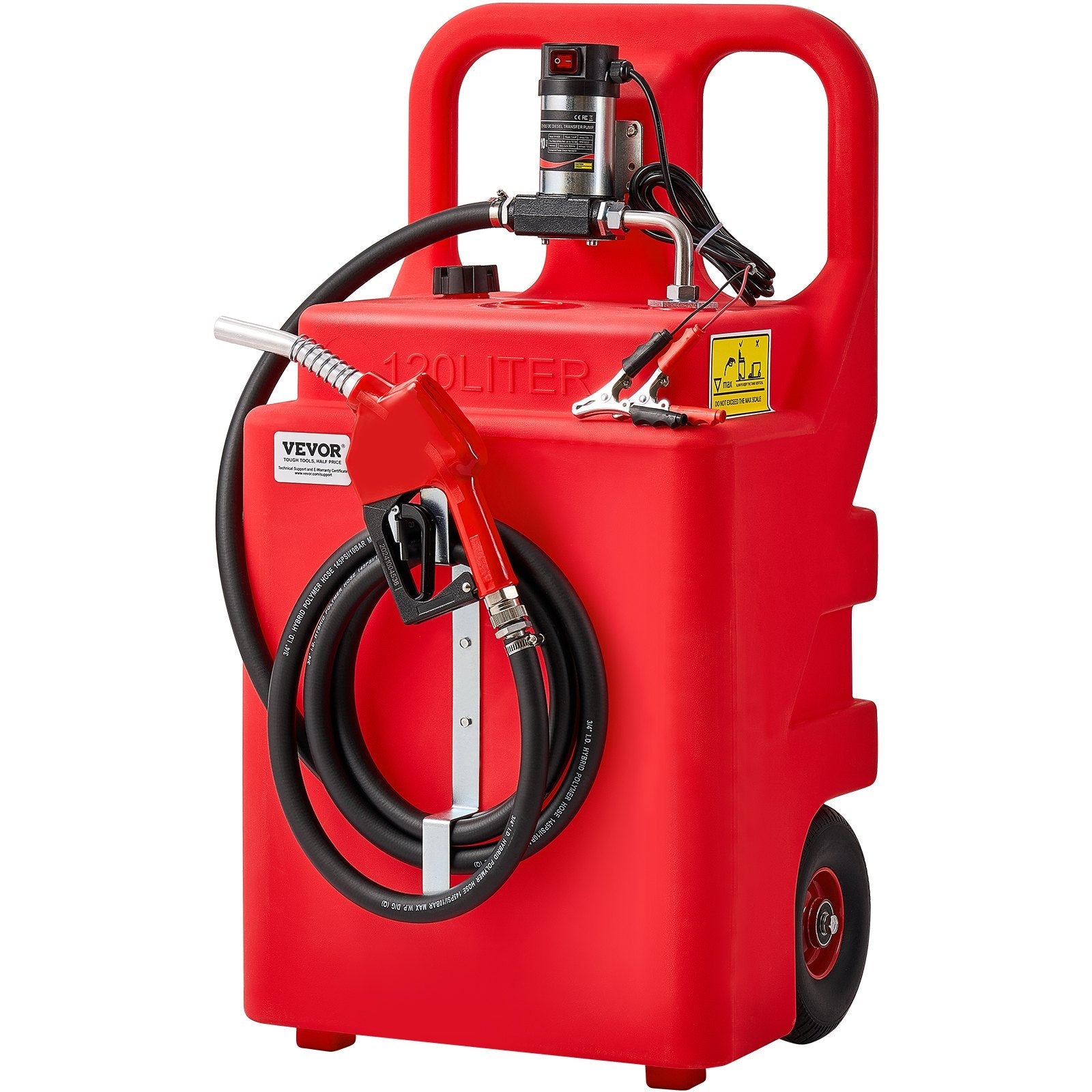 VEVOR Fuel Caddy 32 Gallon Portable Fuel Tank with 12V DC Electric Transfer Pump 