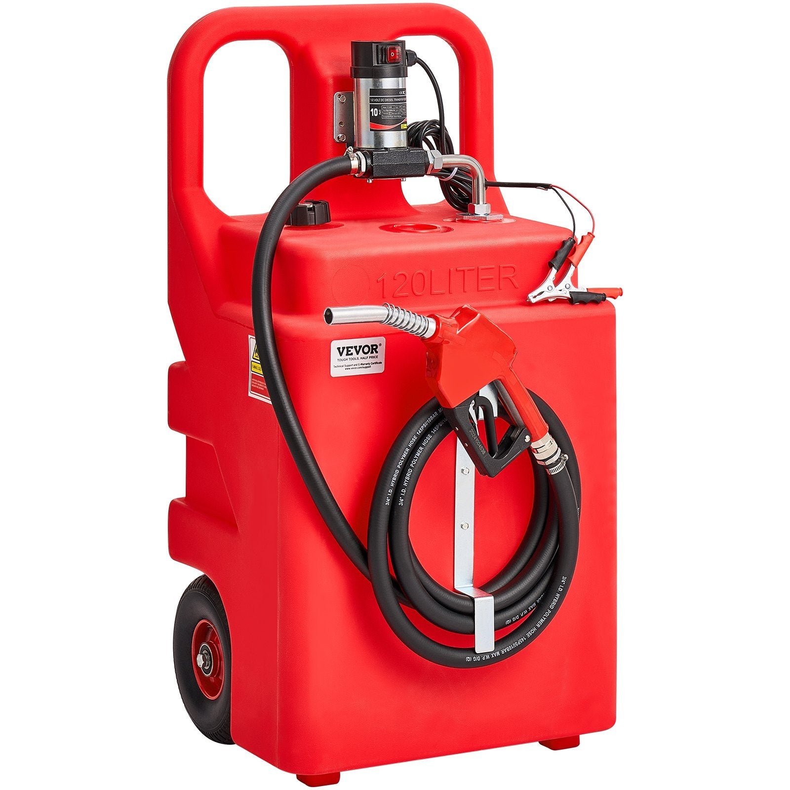 VEVOR Fuel Caddy 32 Gallon Portable Fuel Tank with 12V DC Electric Transfer Pump 