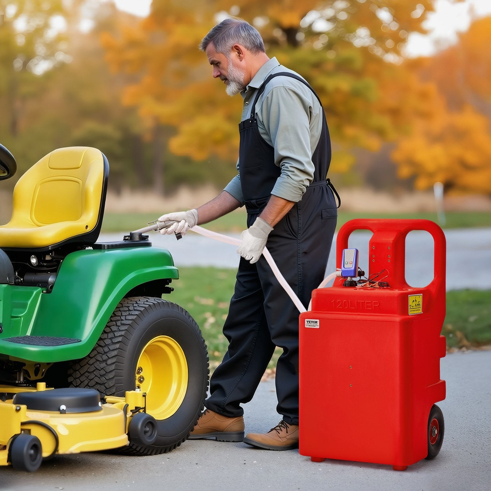 VEVOR Fuel Caddy 32 Gallon Fuel Tank with 12V DC 2.5 GPM Electric Transfer Pump 