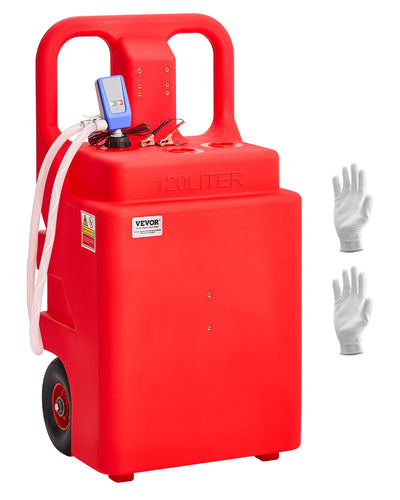 VEVOR Fuel Caddy 32 Gallon Fuel Tank with 12V DC 2.5 GPM Electric Transfer Pump 