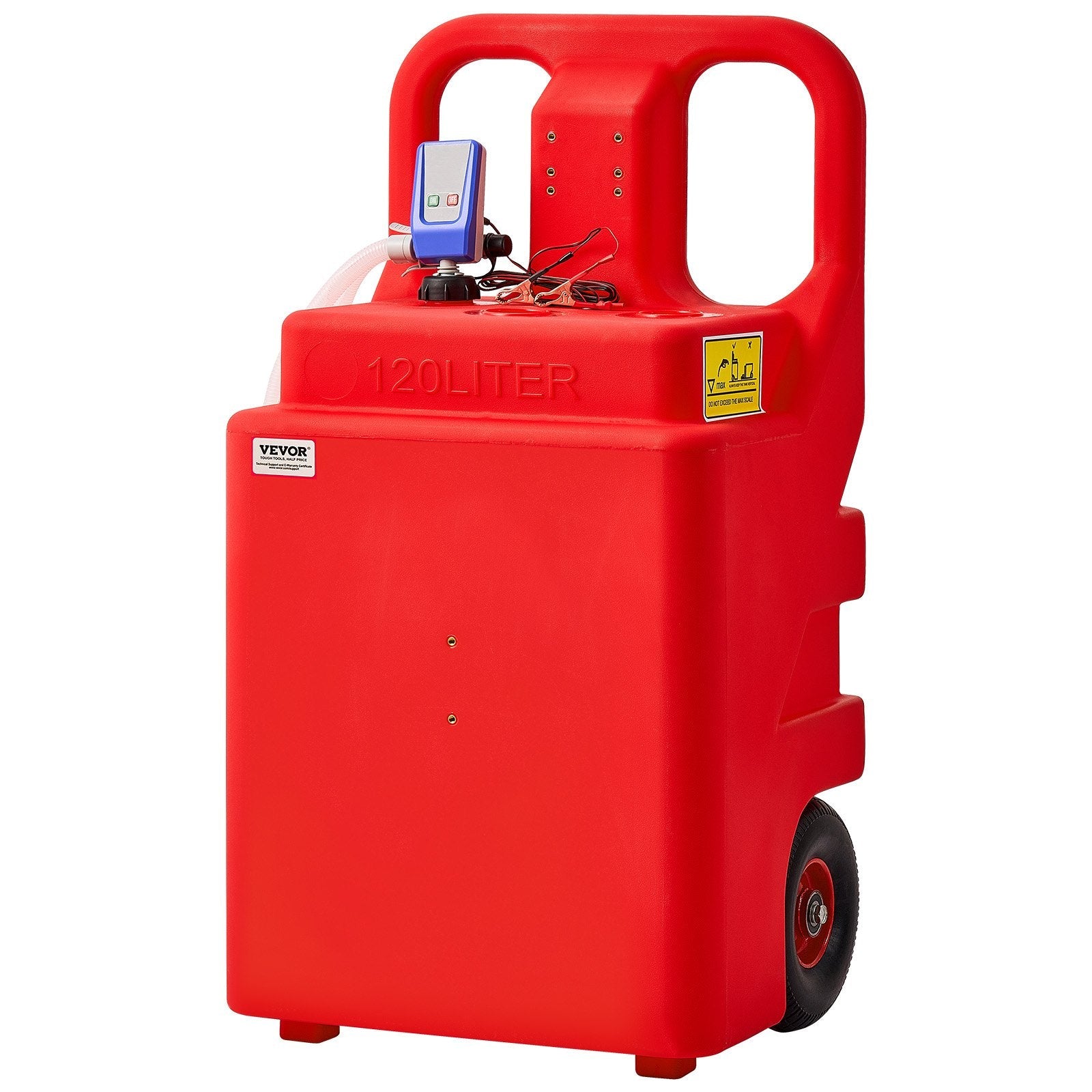 VEVOR Fuel Caddy 32 Gallon Fuel Tank with 12V DC 2.5 GPM Electric Transfer Pump 