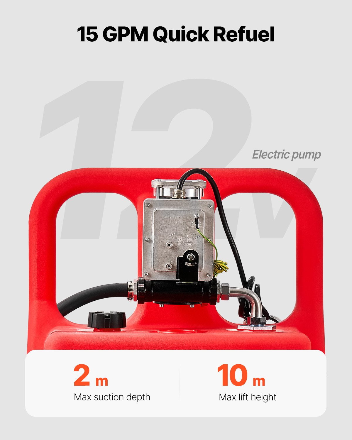 VEVOR Fuel Caddy 32 Gallon Fuel Tank with 12V DC 15 GPM Electric Transfer Pump 