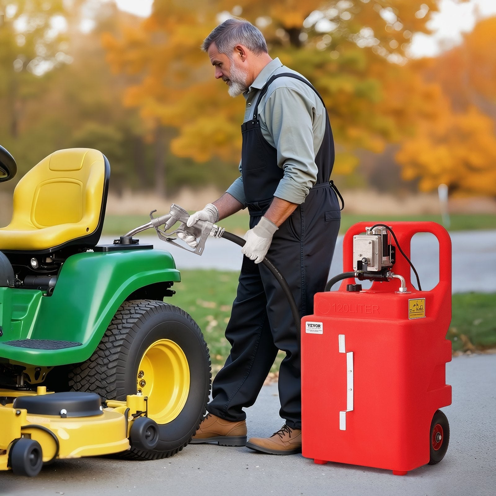 VEVOR Fuel Caddy 32 Gallon Fuel Tank with 12V DC 15 GPM Electric Transfer Pump 