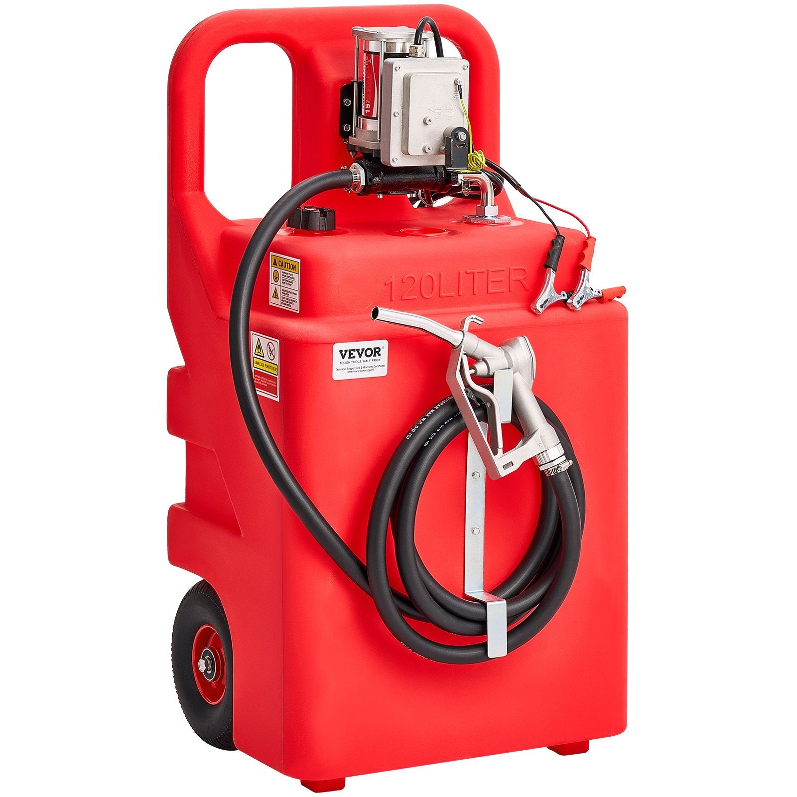 VEVOR Fuel Caddy 32 Gallon Fuel Tank with 12V DC 15 GPM Electric Transfer Pump 