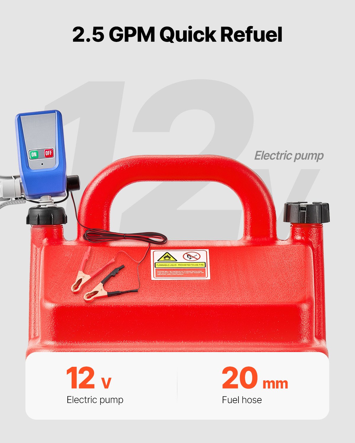VEVOR Fuel Caddy 16 Gallon Portable Fuel Tank with 12V DC Electric Transfer Pump 