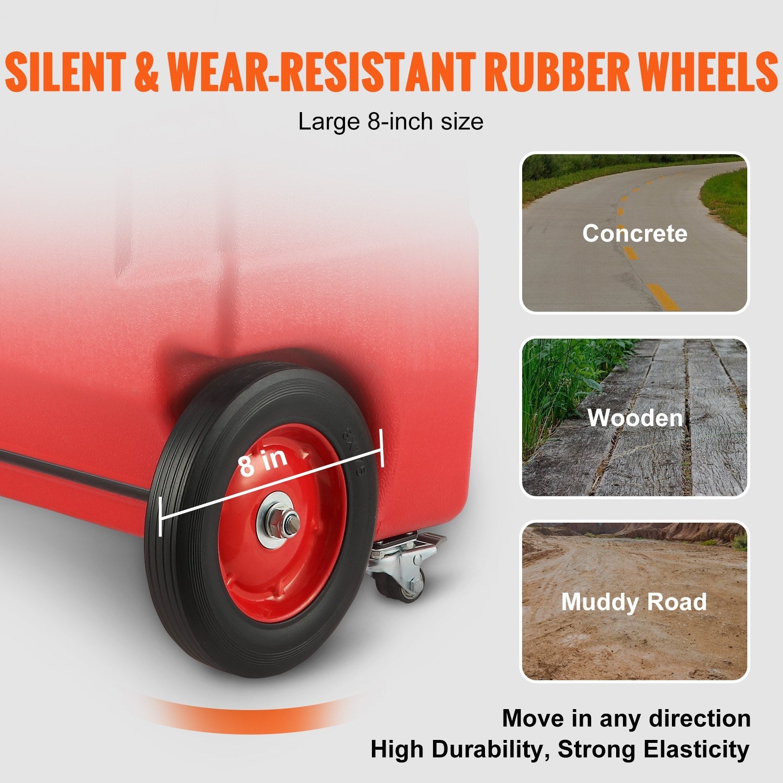 VEVOR Fuel Caddy, 32 Gallon, Portable Fuel Storage Tank On-Wheels, with 12V DC Transfer Pump, Gasoline Diesel Fuel Container with 8.2 ft Hose, Flow Rate 7L/min, for Trucks, Boats, Lawn Mowers 