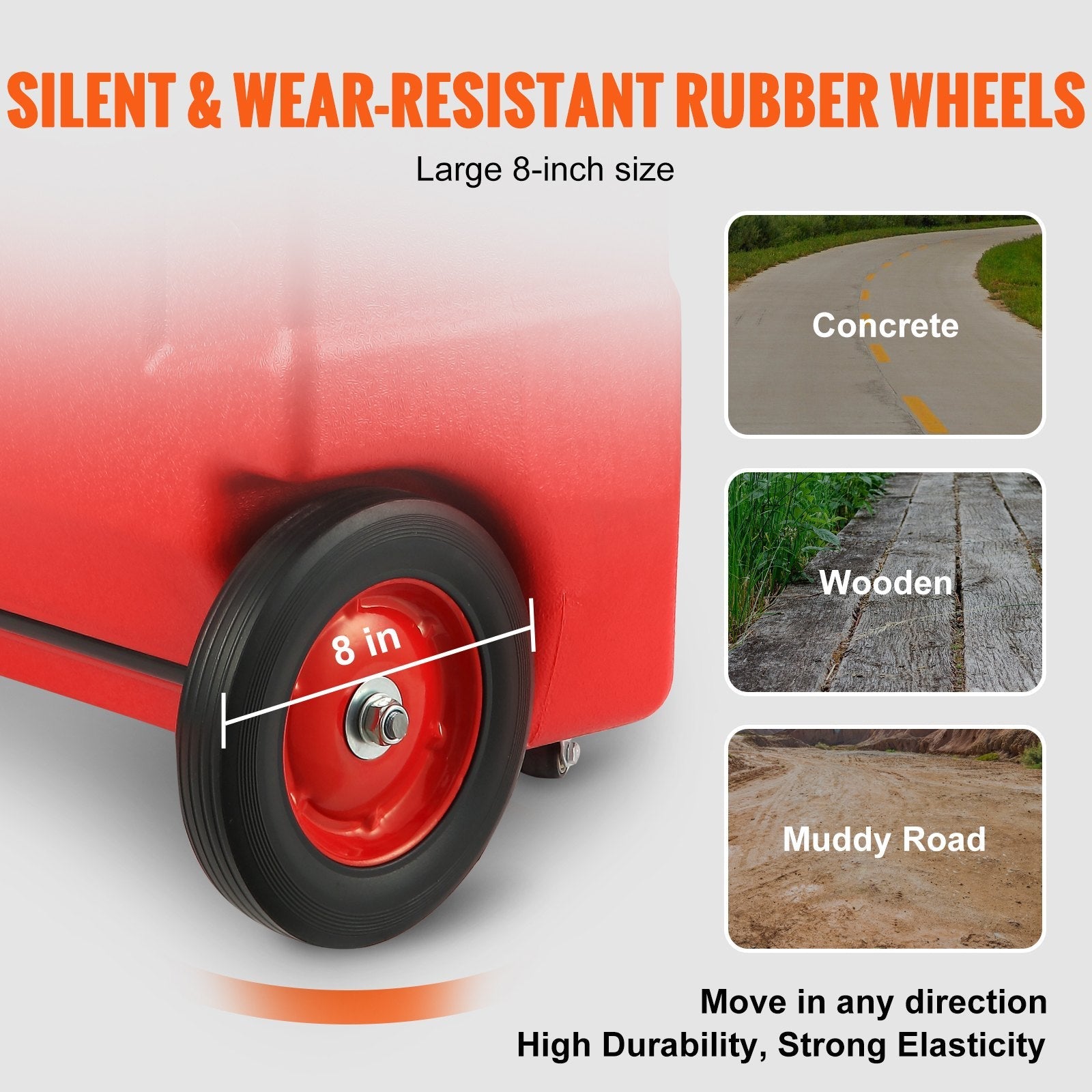 VEVOR Fuel Caddy, 32 Gallon, Portable Fuel Storage Tank On-Wheels, with Manual Transfer Pump, Gasoline Diesel Fuel Container for Cars, Lawn Mowers, ATVs, Boats, More, Red 