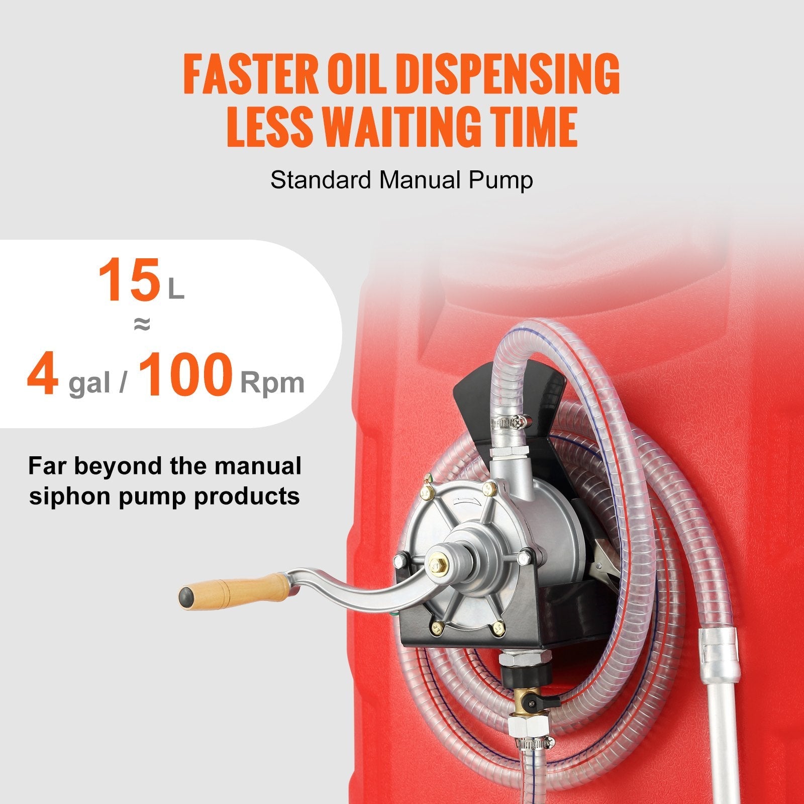 VEVOR Fuel Caddy, 32 Gallon, Portable Fuel Storage Tank On-Wheels, with Manual Transfer Pump, Gasoline Diesel Fuel Container for Cars, Lawn Mowers, ATVs, Boats, More, Red 