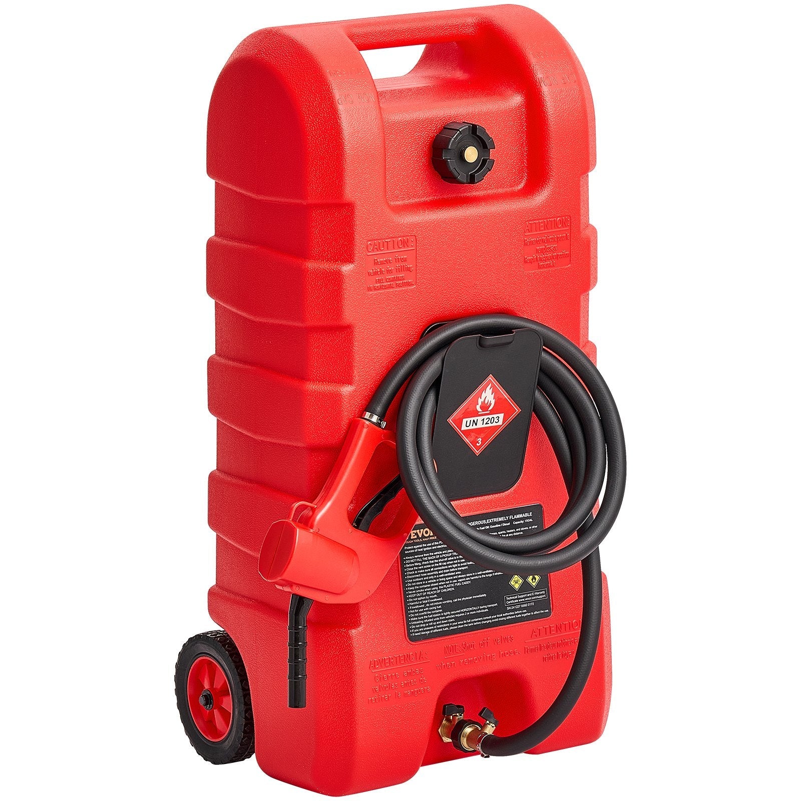 VEVOR Fuel Caddy 15 Gallon Portable Fuel Tank with Gravity & Hand Pump Modes 