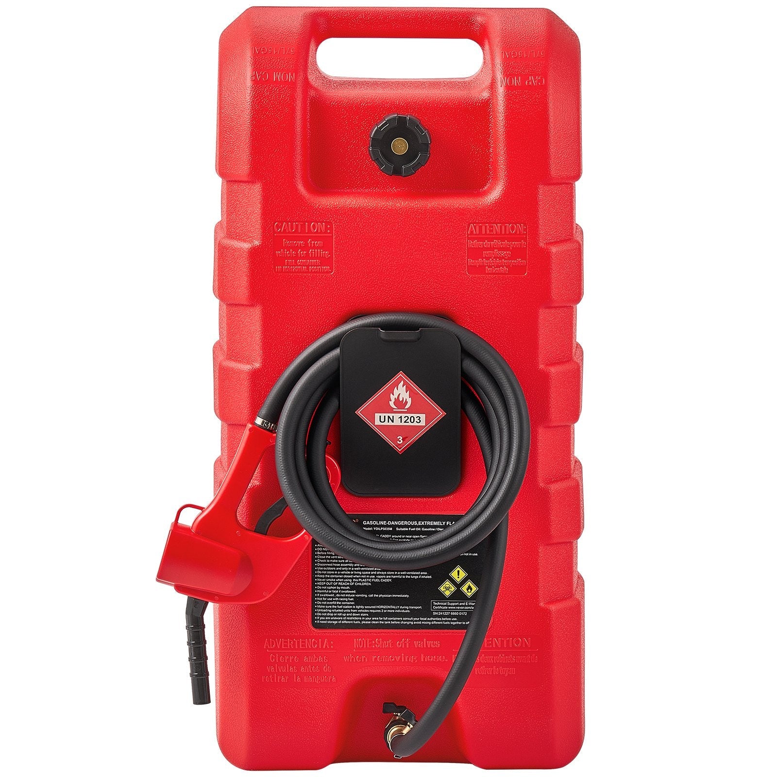 VEVOR Fuel Caddy 15 Gallon Portable Fuel Tank with Gravity & Hand Pump Modes 