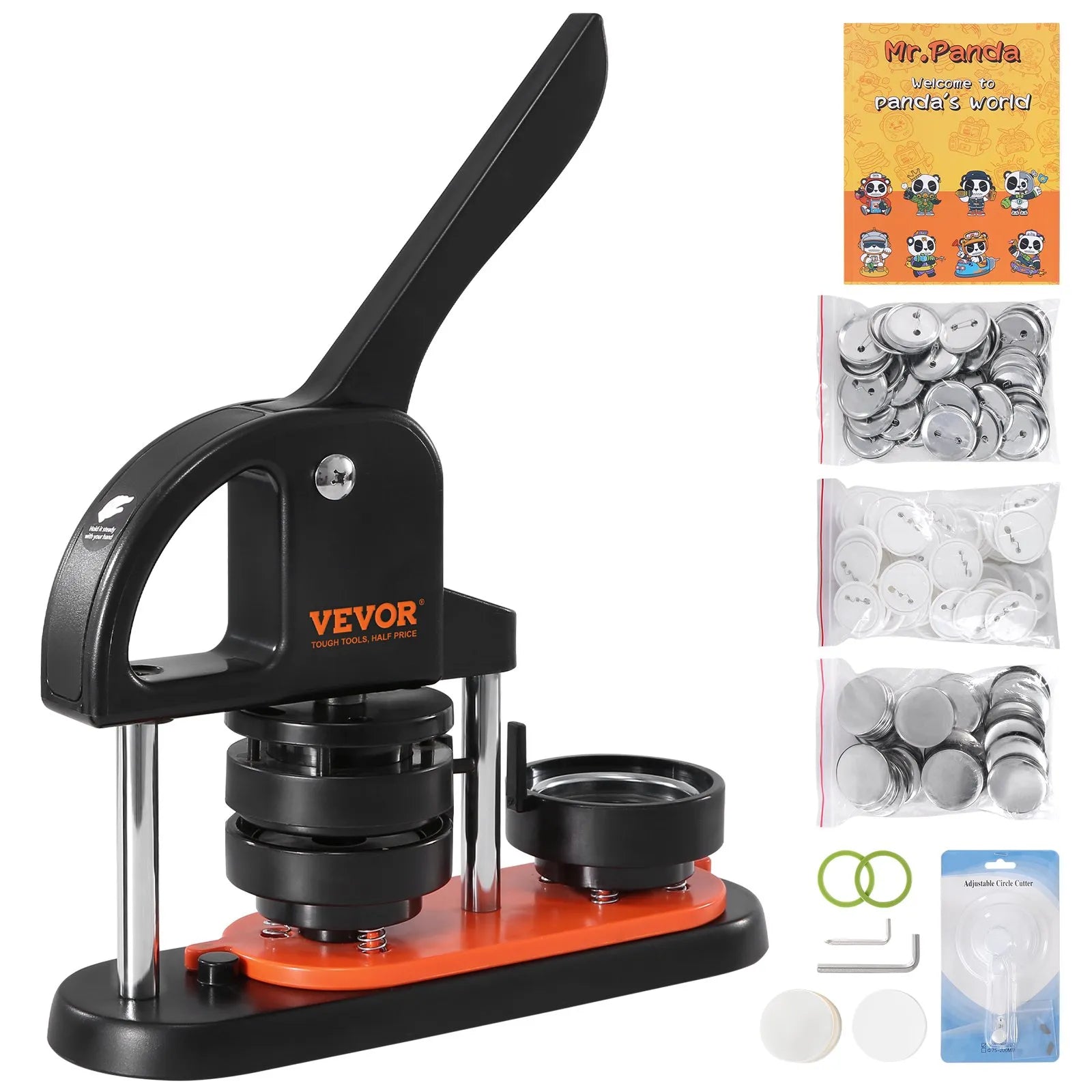 VEVOR Button Maker Machine, 2.28 inch/58mm Pin Maker, Installation-Free Badge Punch Press Kit, Children DIY Gifts Button Making Supplies with 100pcs Button Parts, Circle Cutter, Magic Book