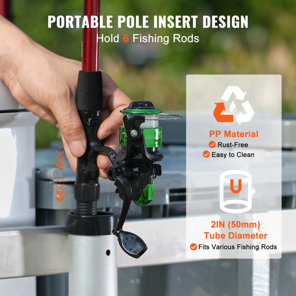 VEVOR Beach Fishing Cart, 500 lbs Load Capacity, Fish and Marine Cart with Four 13" Big Wheels PU Balloon Tires for Sand, Heavy-Duty Aluminum Pier Wagon Trolley with 6 Rod Holders for Fishing, Picnic 