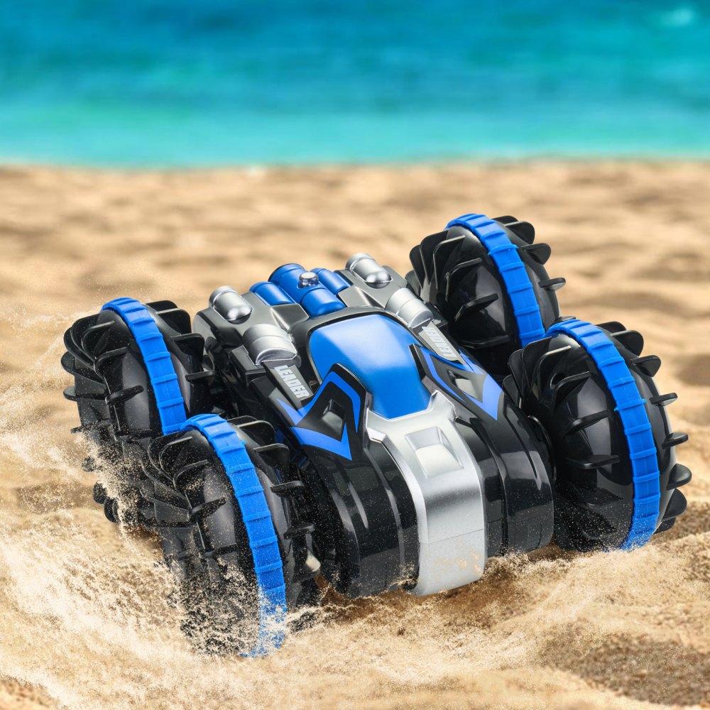 VEVOR Amphibious Remote Control Car Boat 2.4 GHz 4WD RC Boat Kids Adults Blue 